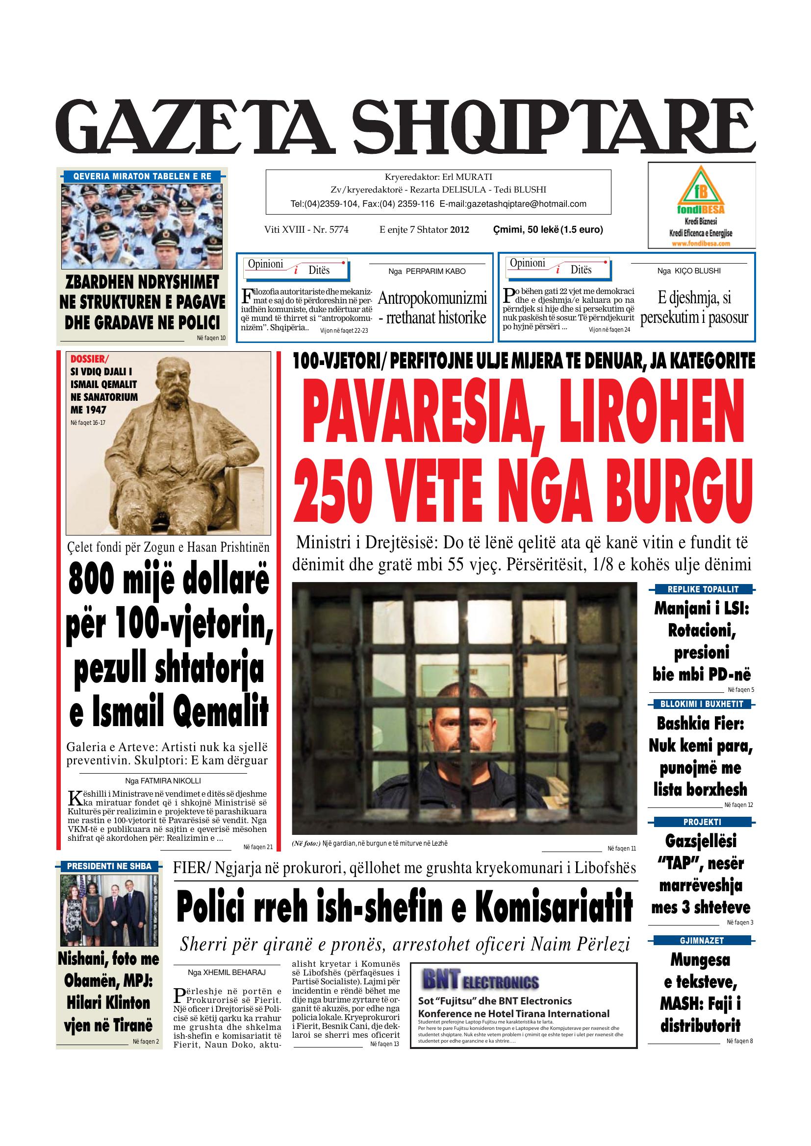 Gazeta Shqiptare 2012-09-07