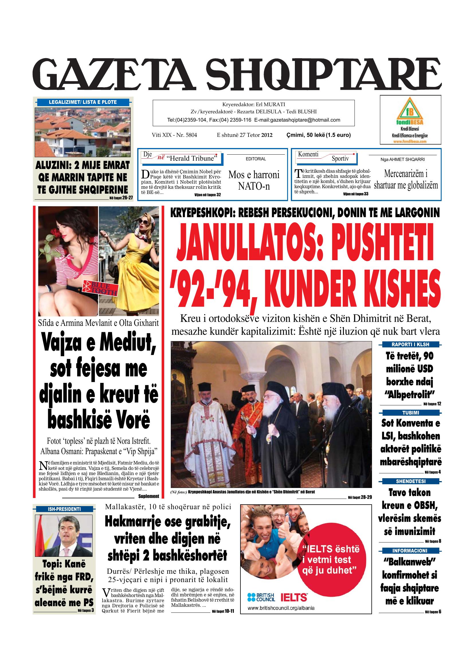 Gazeta Shqiptare 2012-10-27