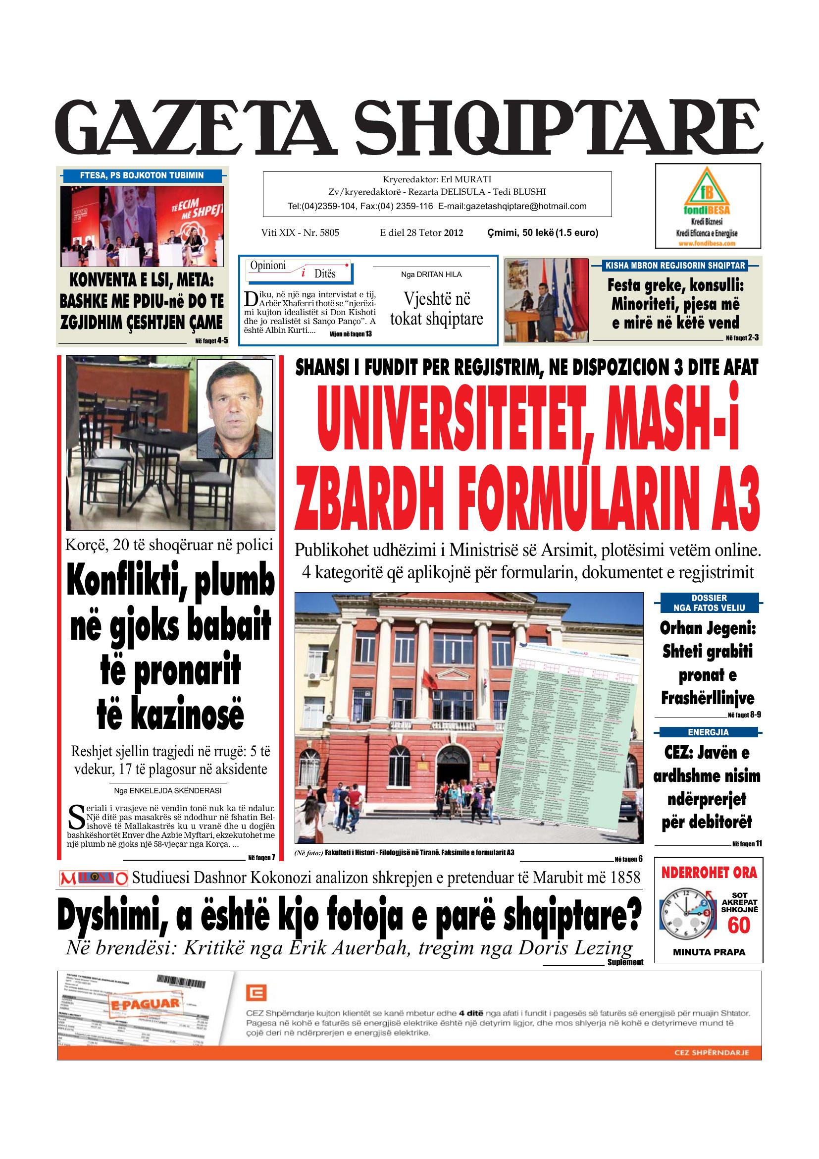 Gazeta Shqiptare 2012-10-28
