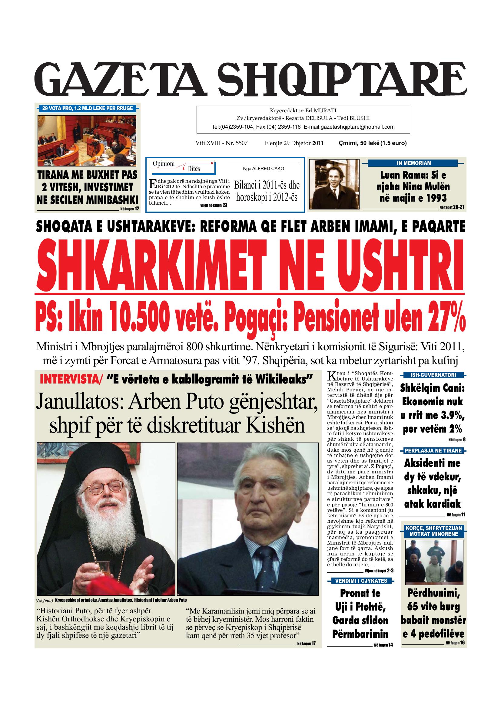 Gazeta Shqiptare 2011-12-29