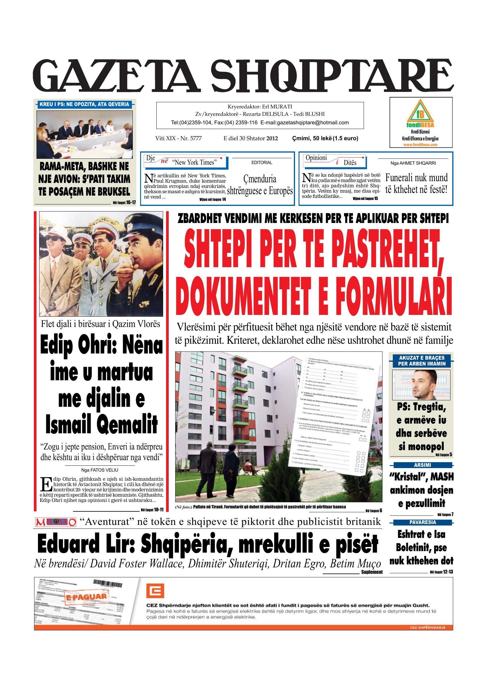 Gazeta Shqiptare 2012-09-30