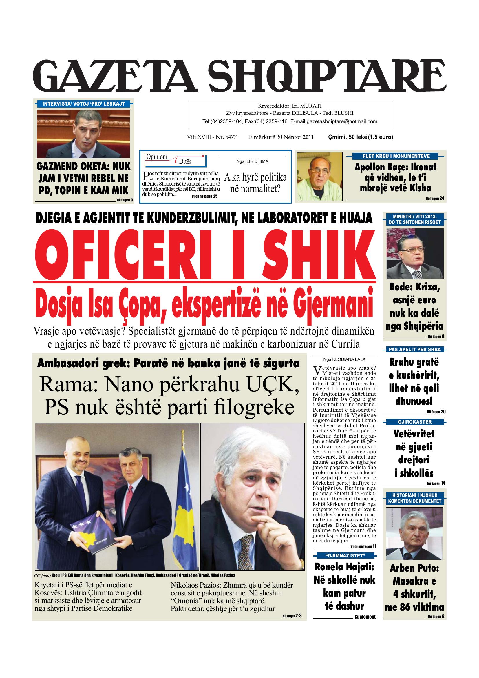 Gazeta Shqiptare 2011-11-30