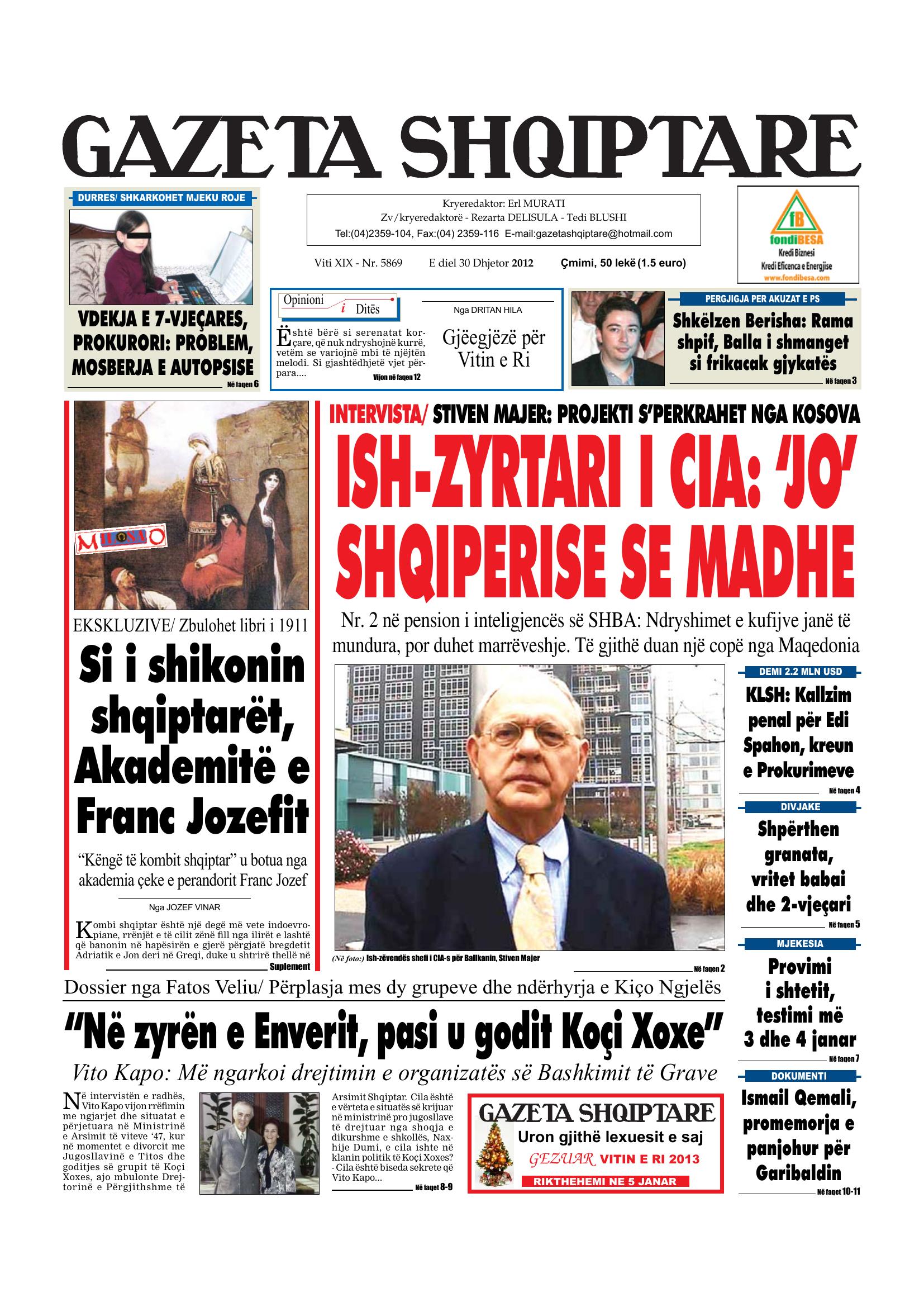 Gazeta Shqiptare 2012-12-30