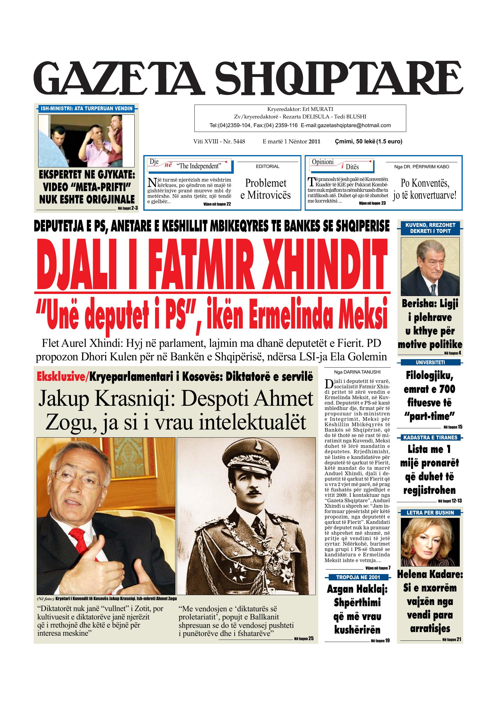 Gazeta Shqiptare 2011-11-01