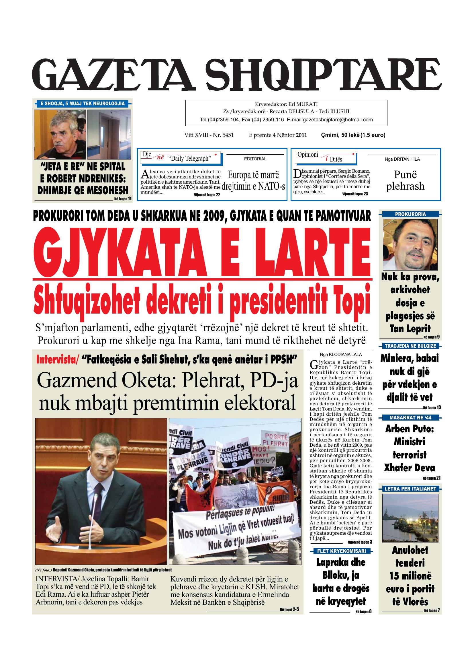 Gazeta Shqiptare 2011-11-04