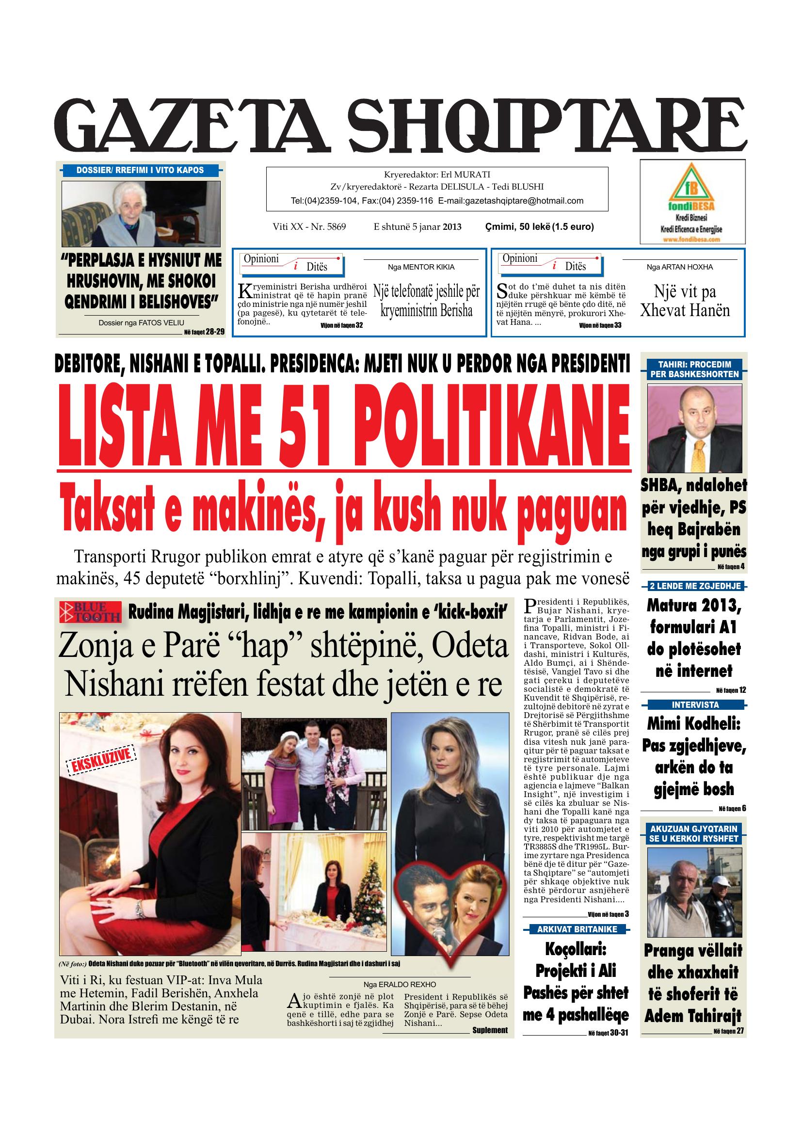 Gazeta Shqiptare 2013-01-05