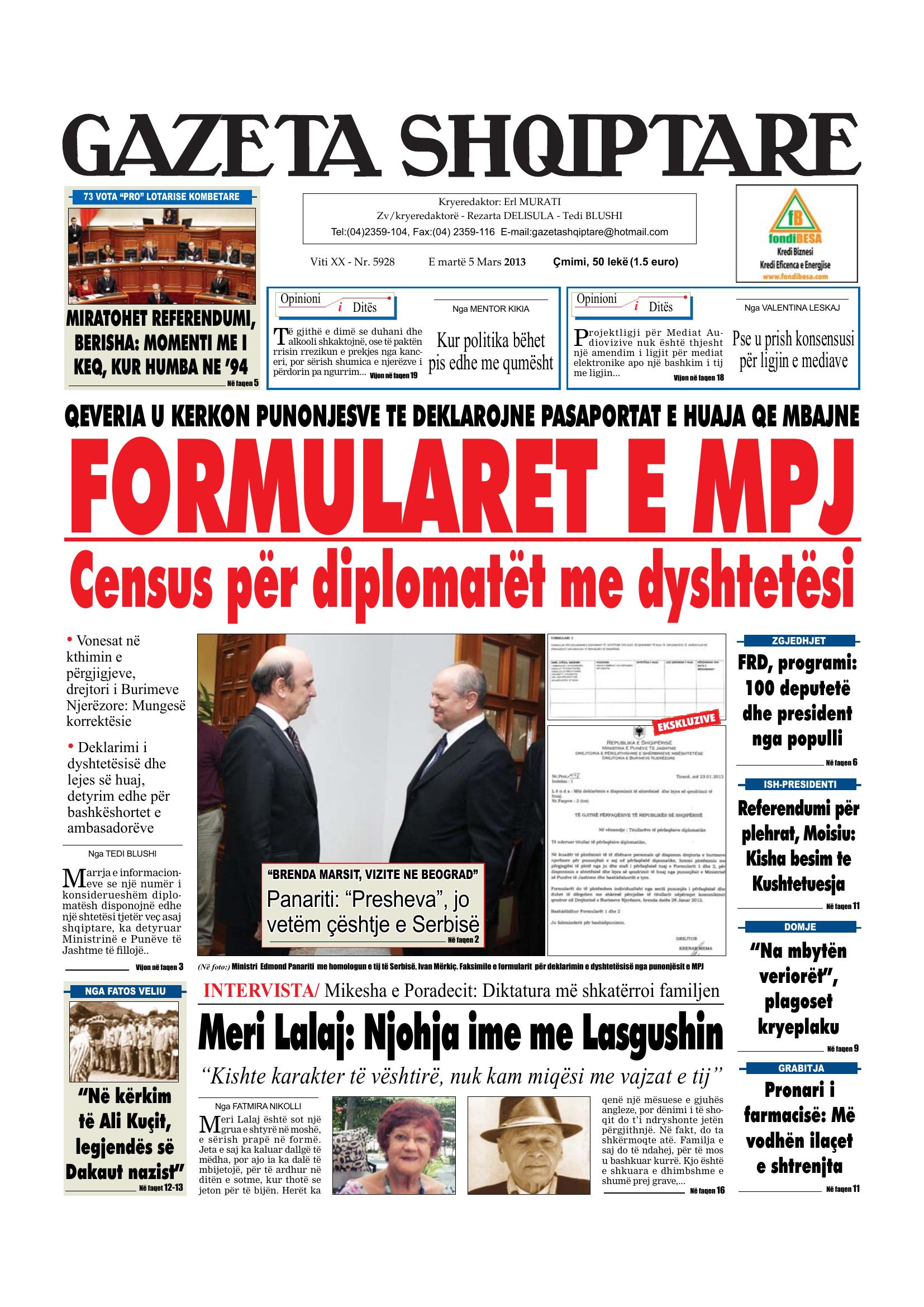Gazeta Shqiptare 2013-03-05