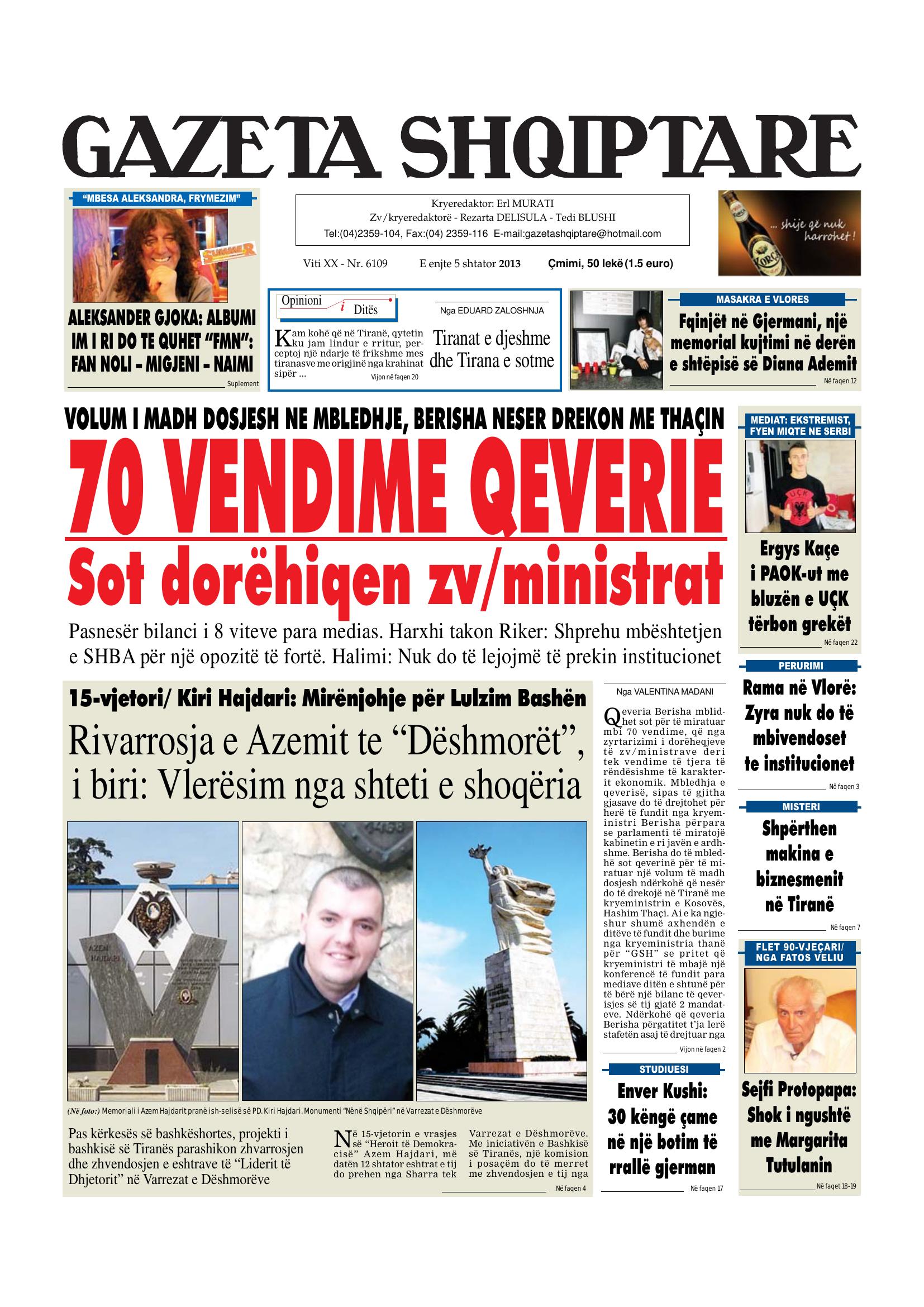 Gazeta Shqiptare 2013-09-05