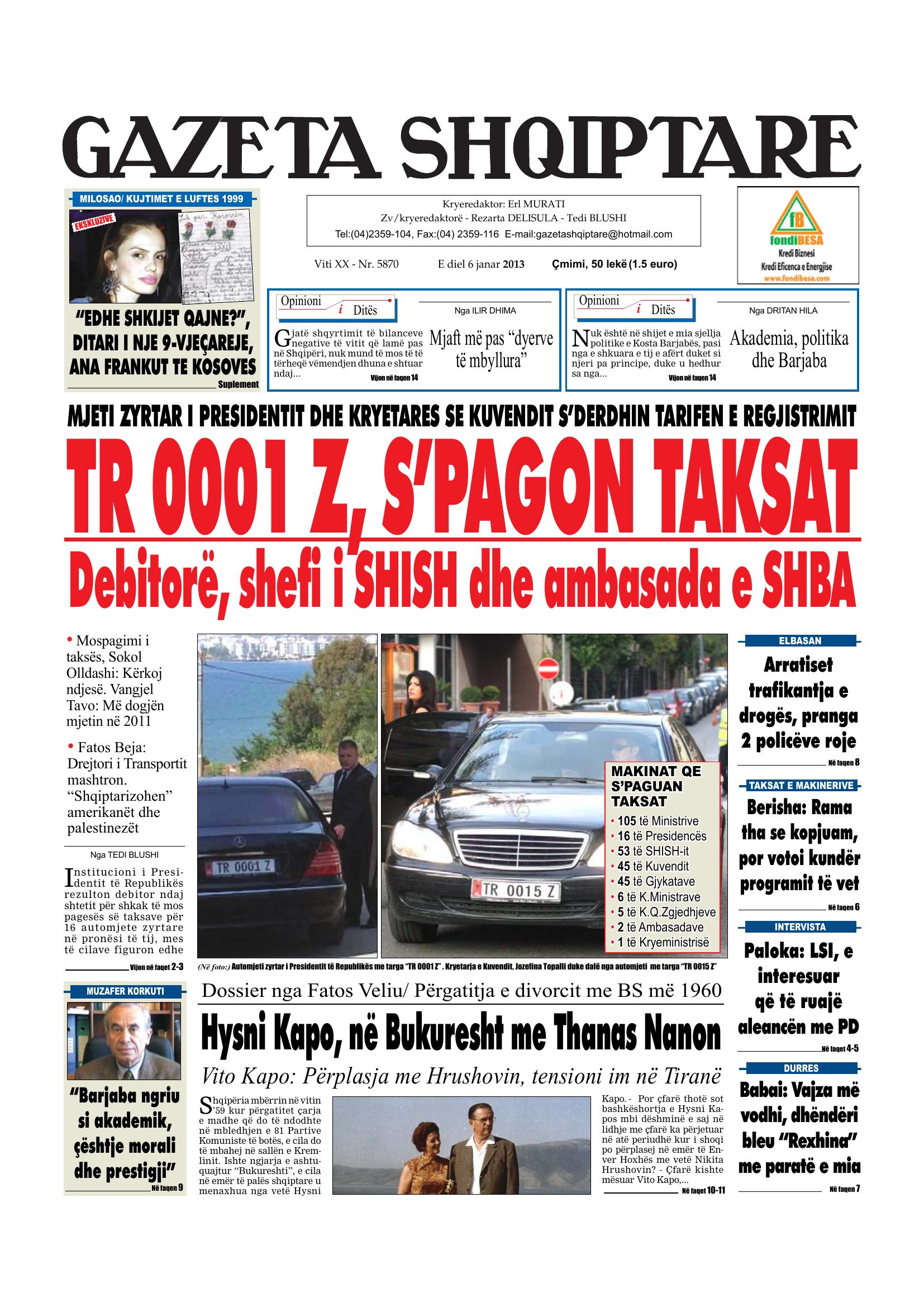 Gazeta Shqiptare 2013-01-06