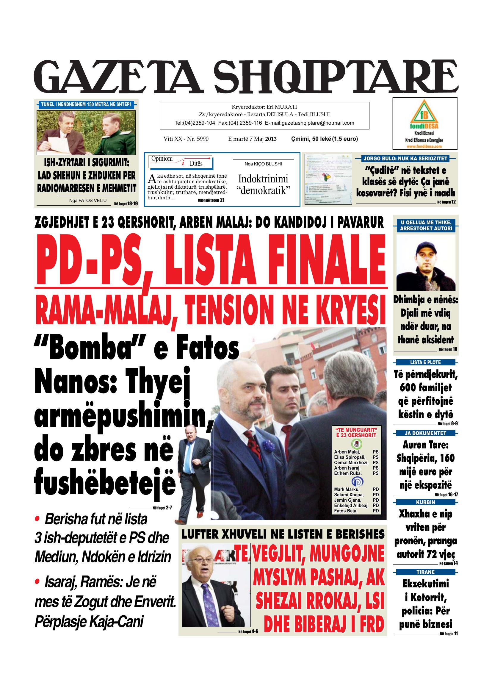 Gazeta Shqiptare 2013-05-07