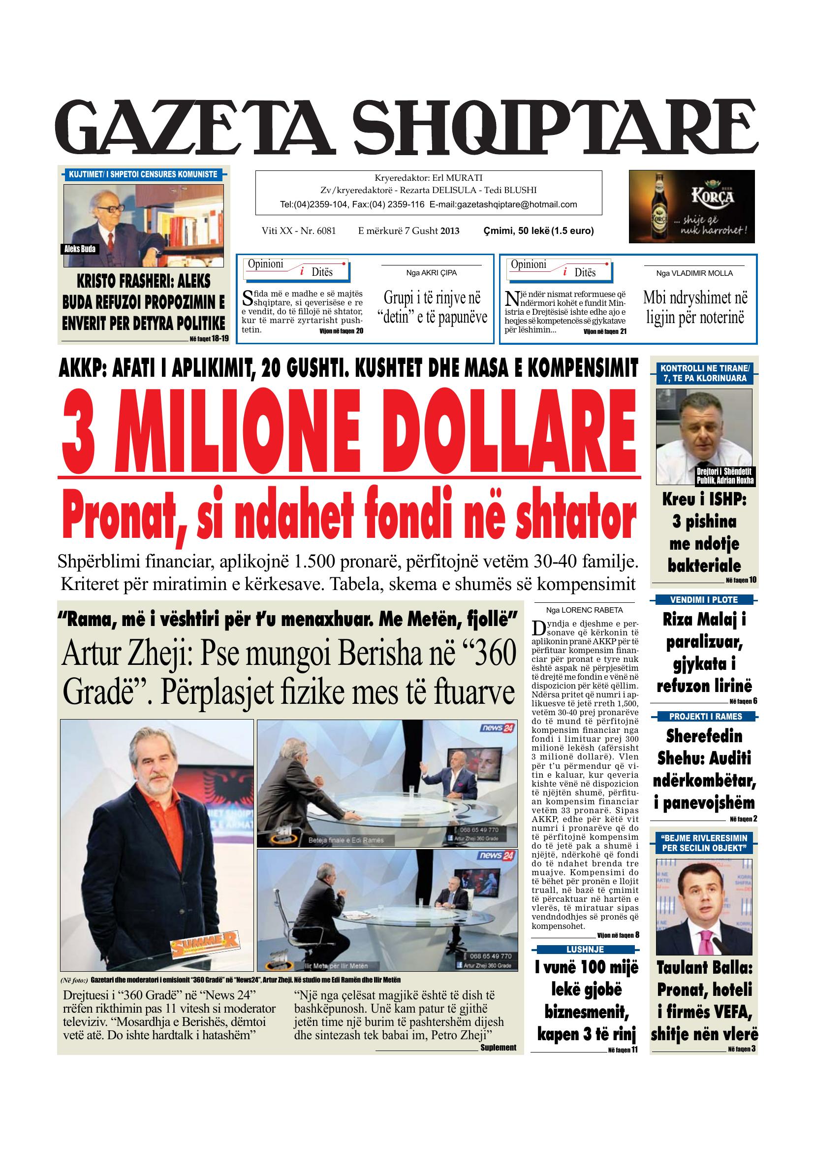 Gazeta Shqiptare 2013-08-07