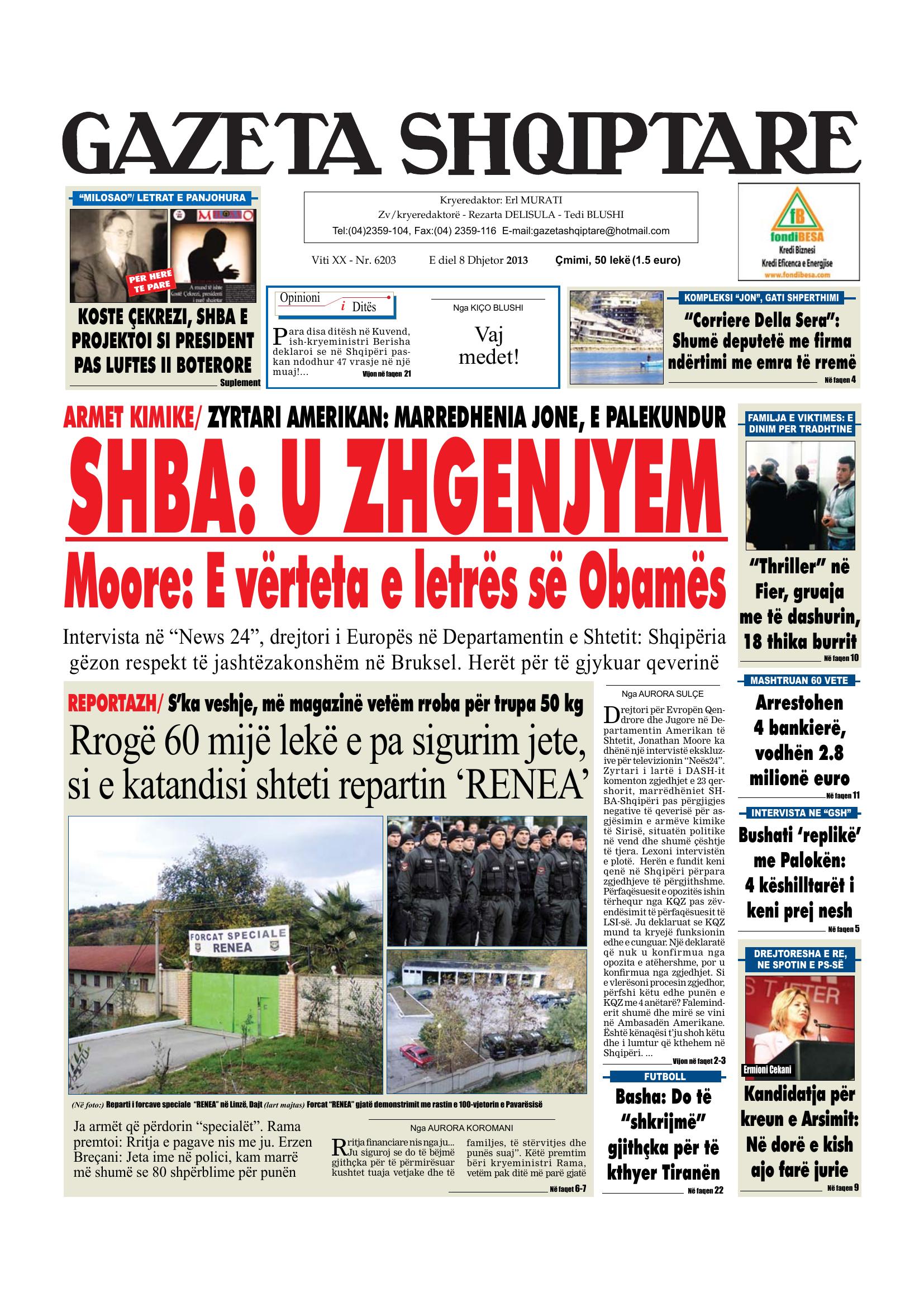 Gazeta Shqiptare 2013-12-08