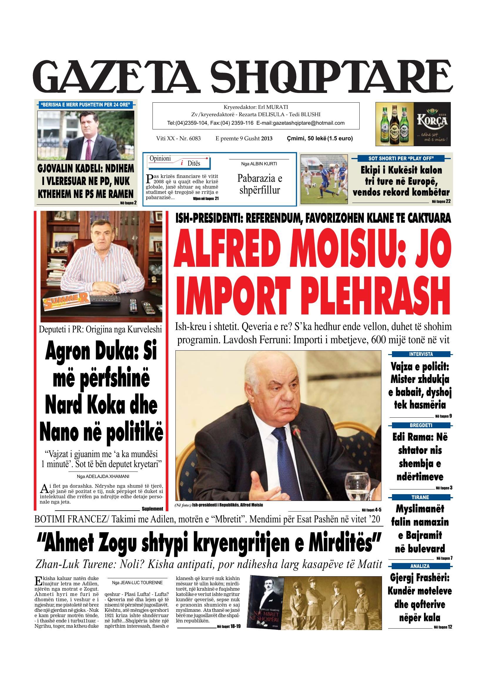 Gazeta Shqiptare 2013-08-09