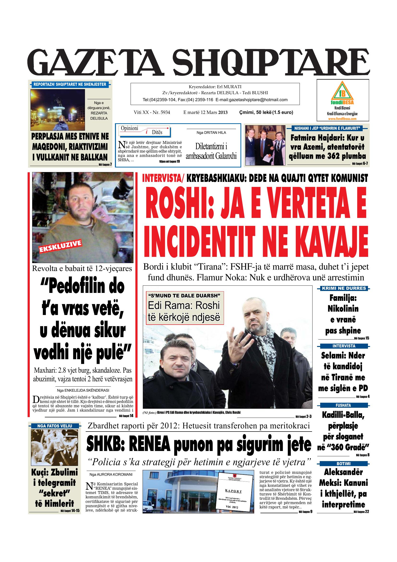 Gazeta Shqiptare 2013-03-12