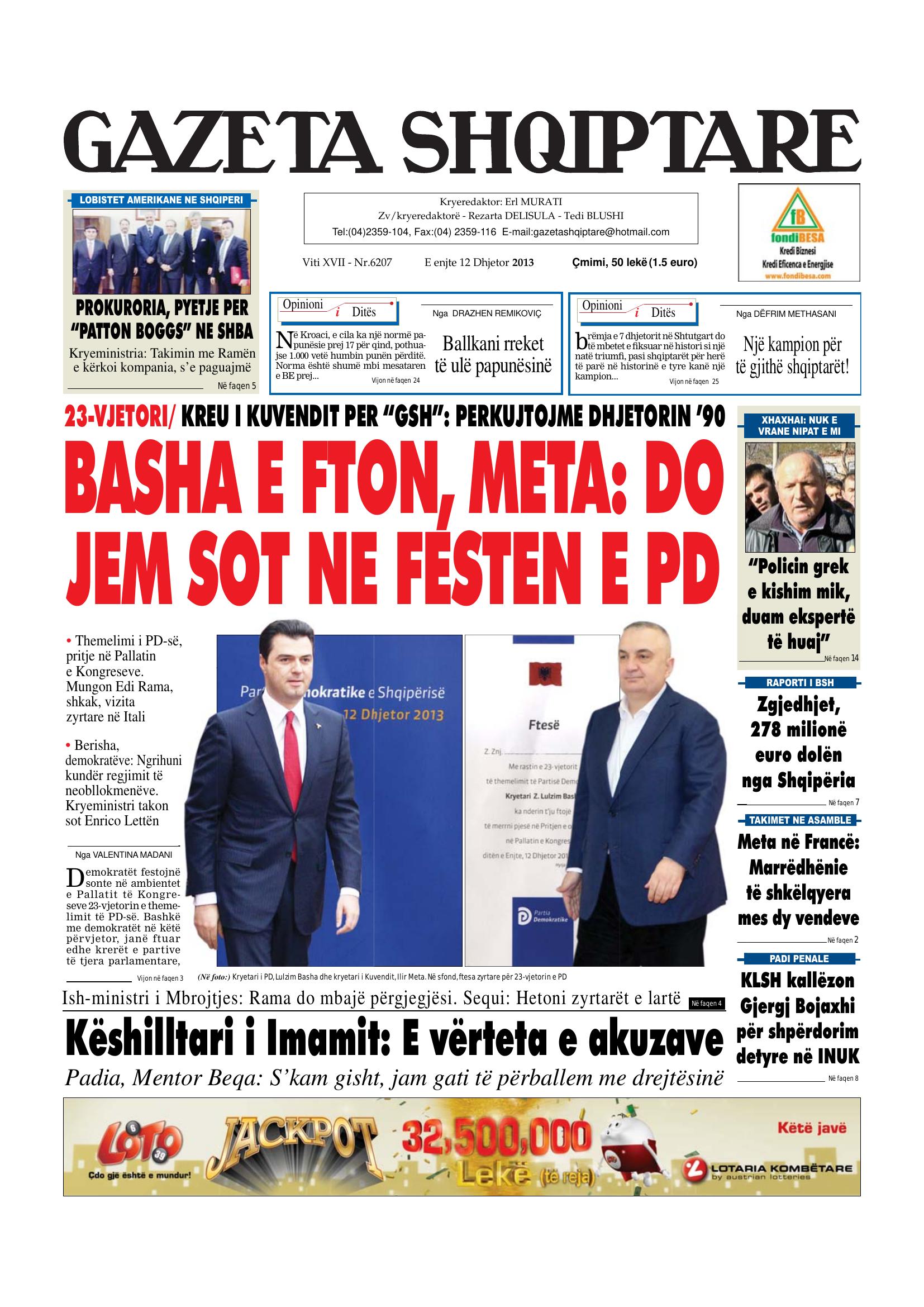Gazeta Shqiptare 2013-12-12
