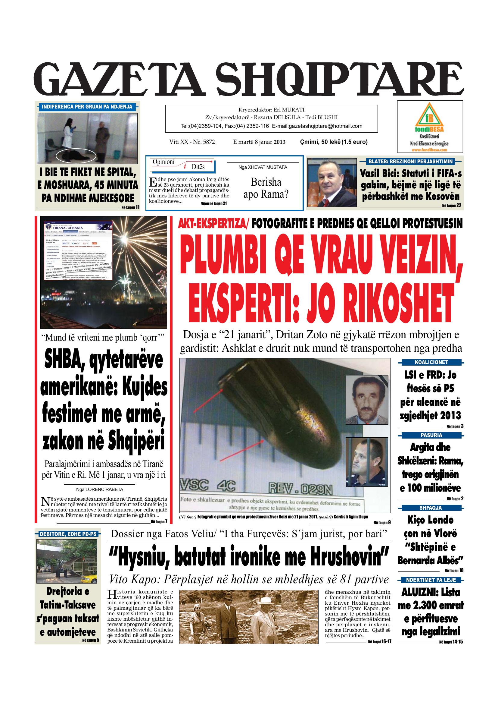 Gazeta Shqiptare 2013-01-08