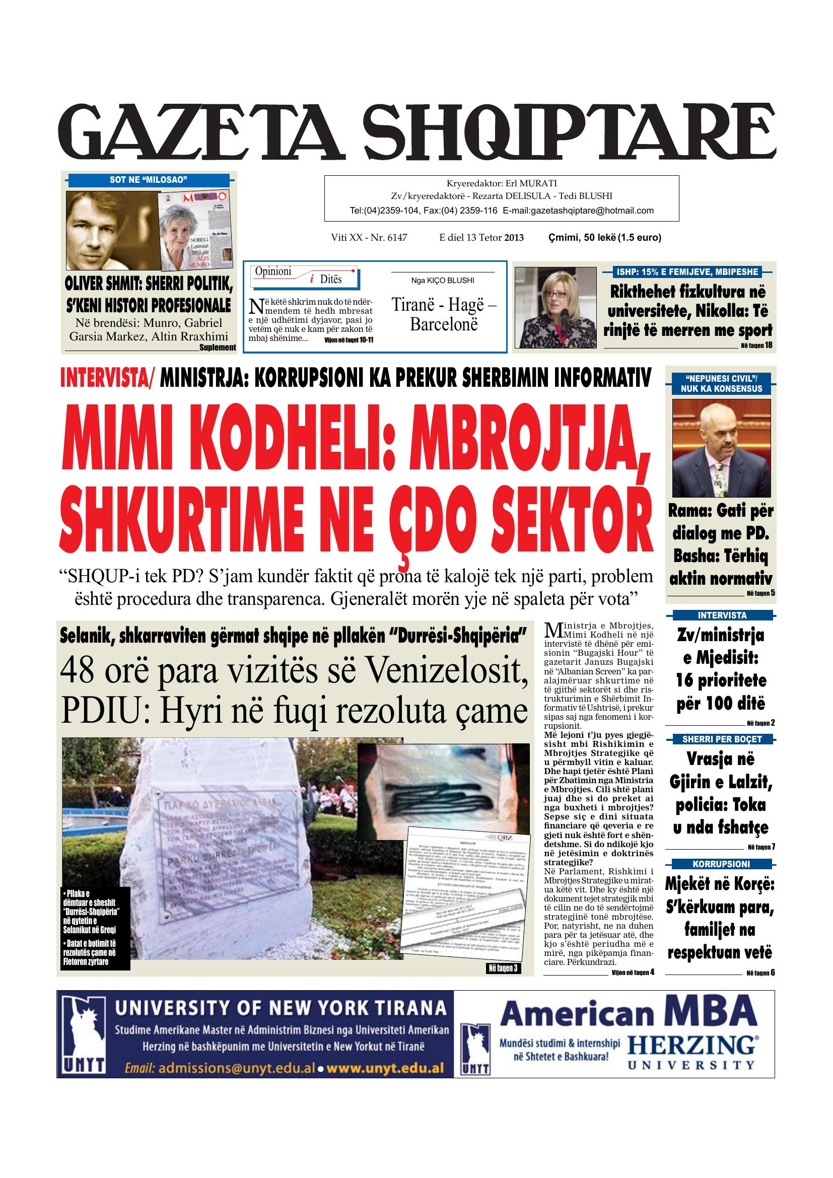 Gazeta Shqiptare 2013-10-13