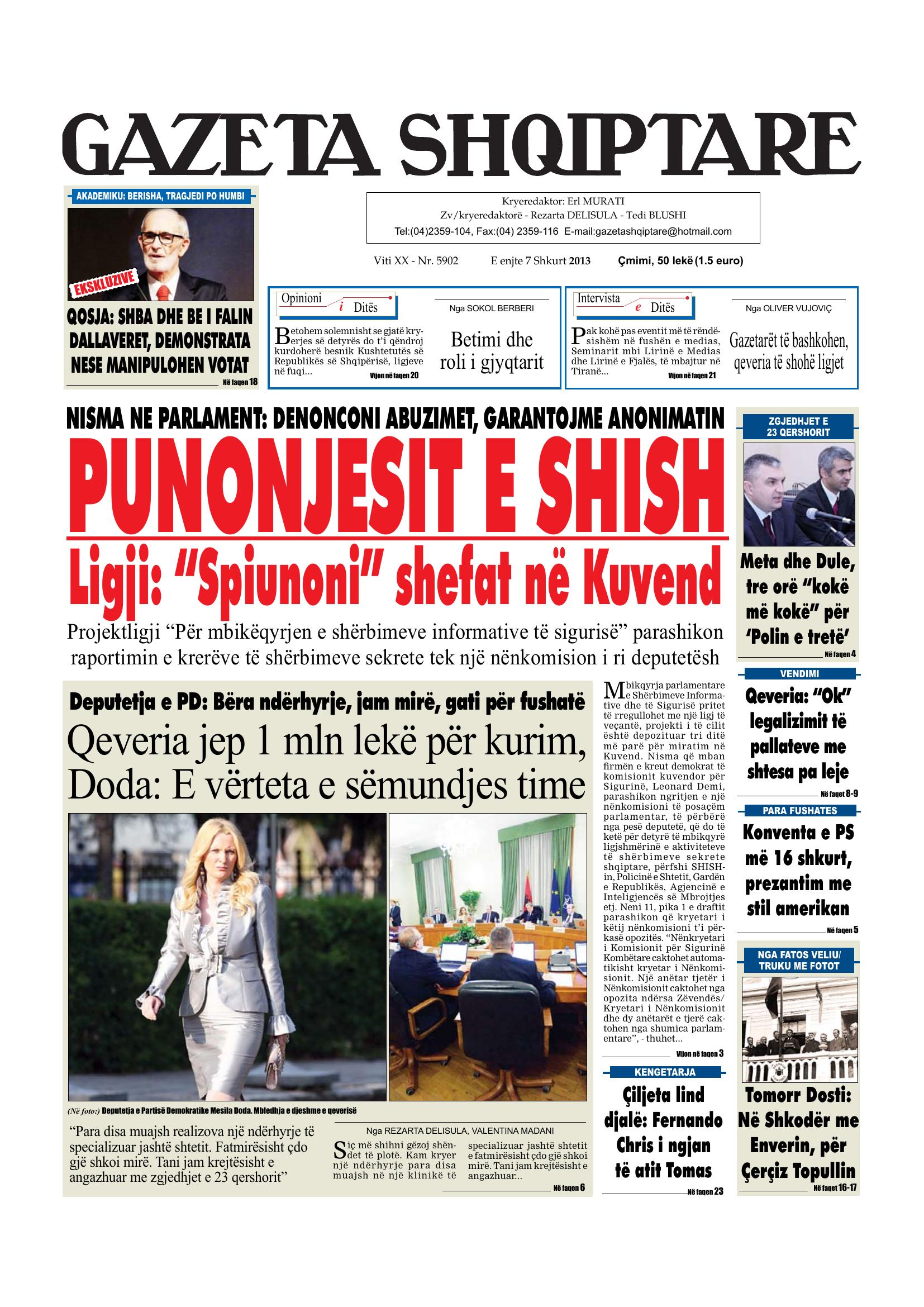 Gazeta Shqiptare 2013-02-07
