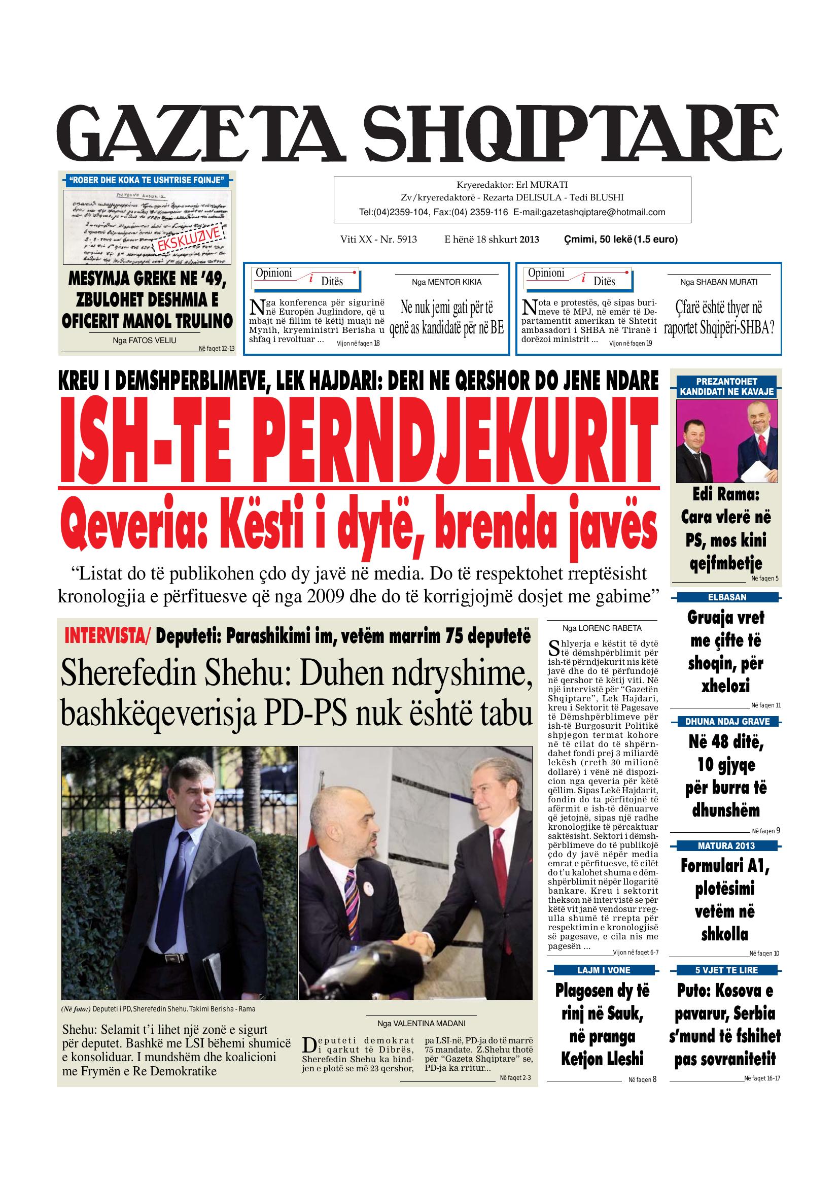 Gazeta Shqiptare 2013-02-18