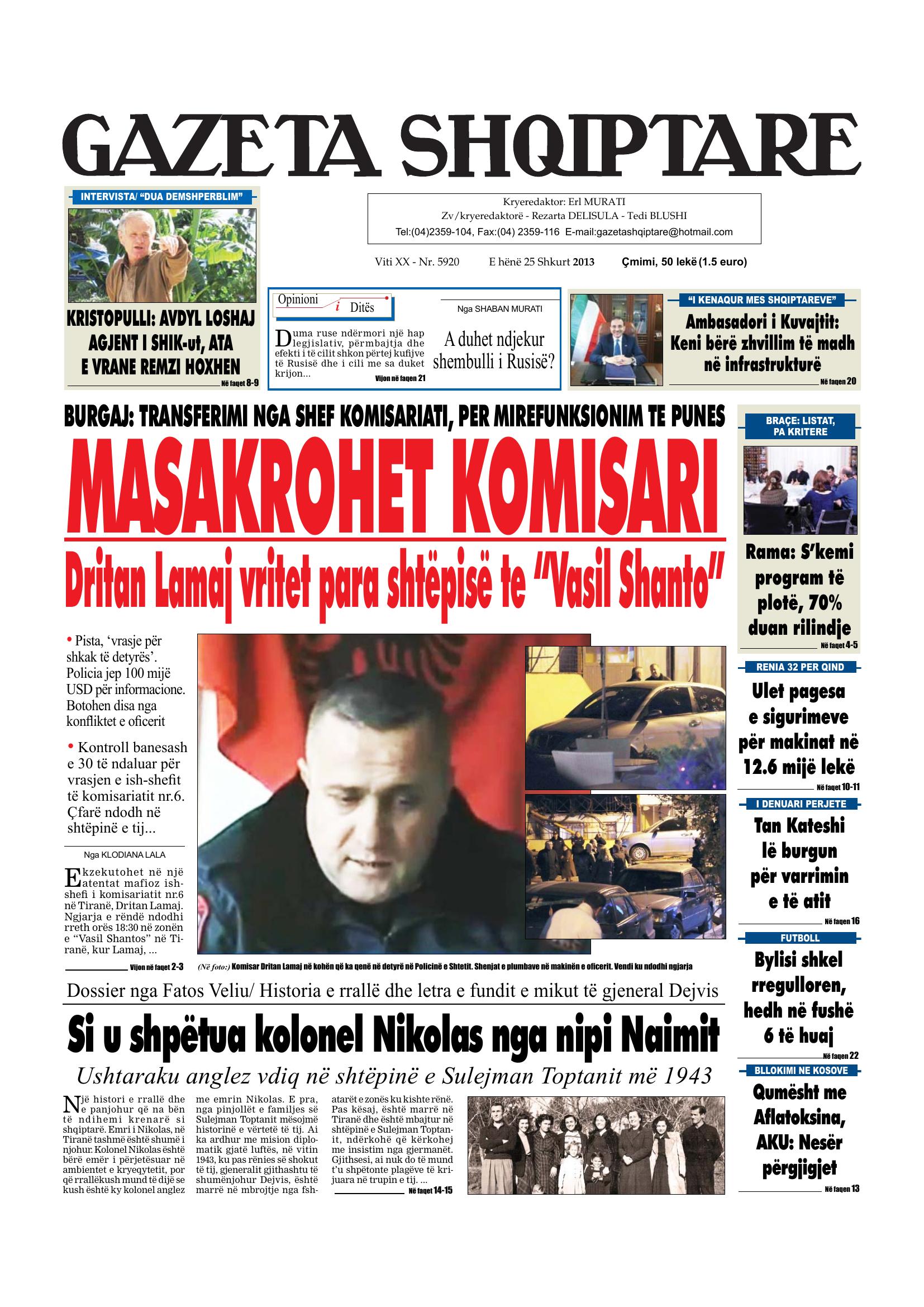 Gazeta Shqiptare 2013-02-25