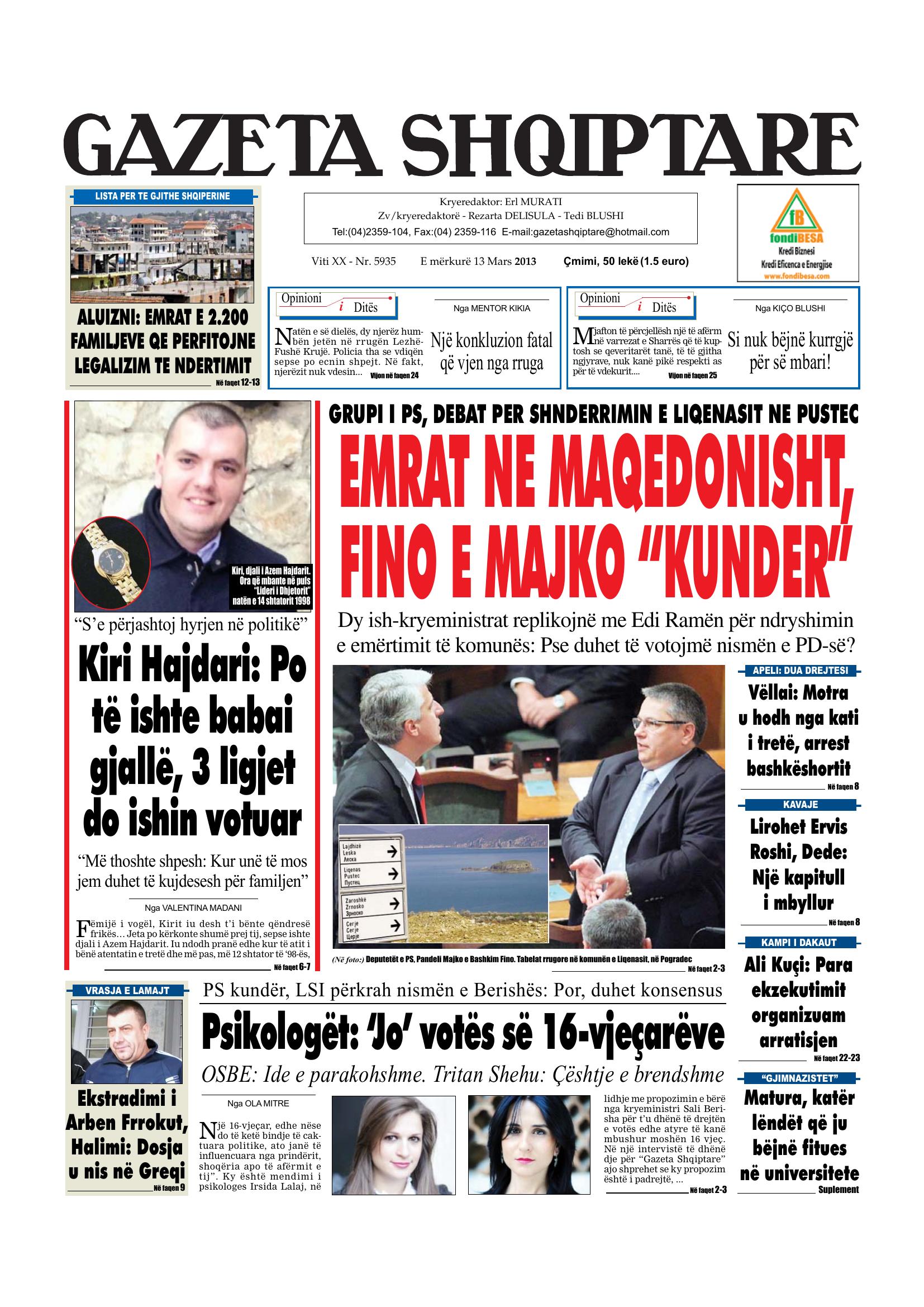 Gazeta Shqiptare 2013-03-13