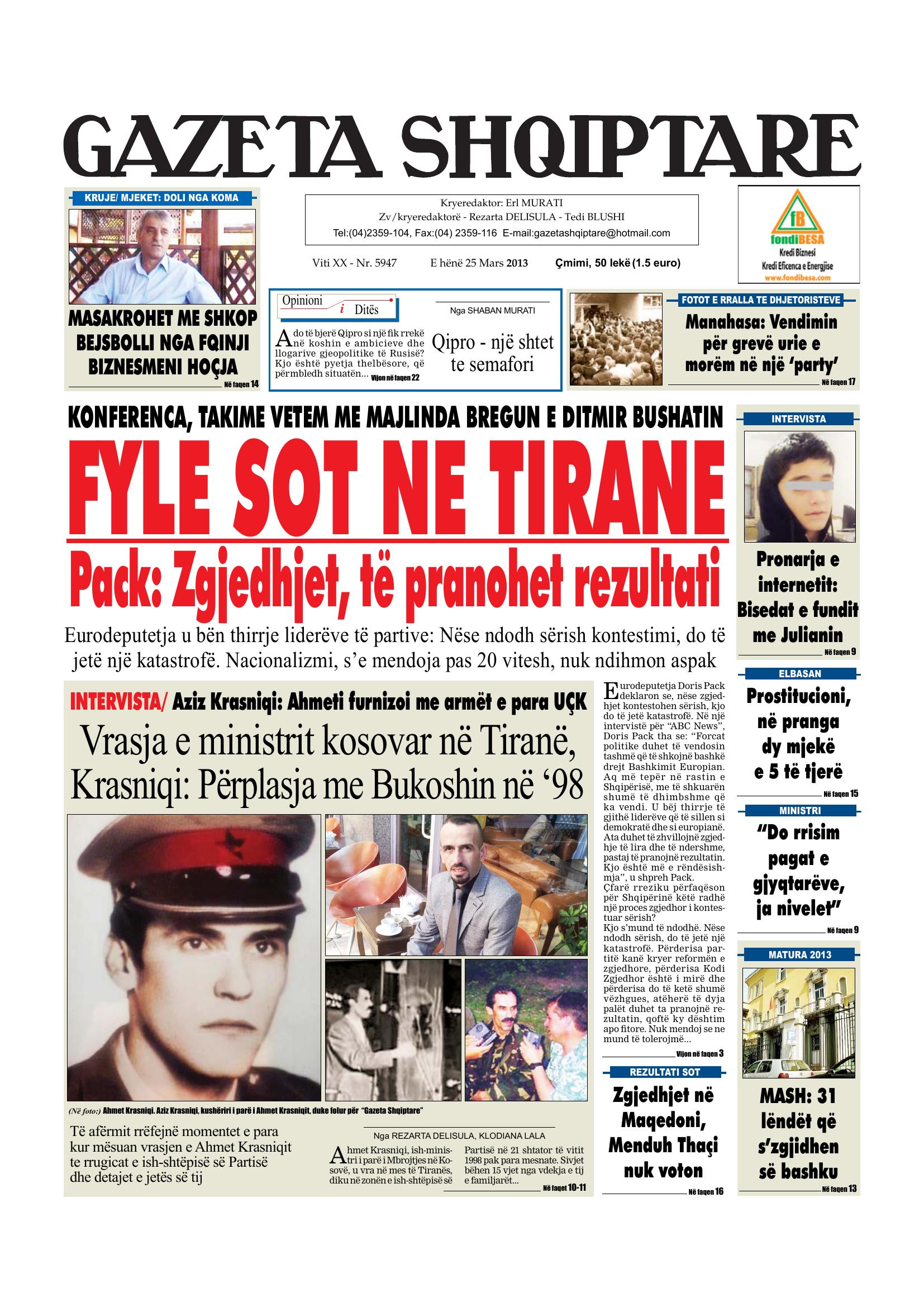 Gazeta Shqiptare 2013-03-25