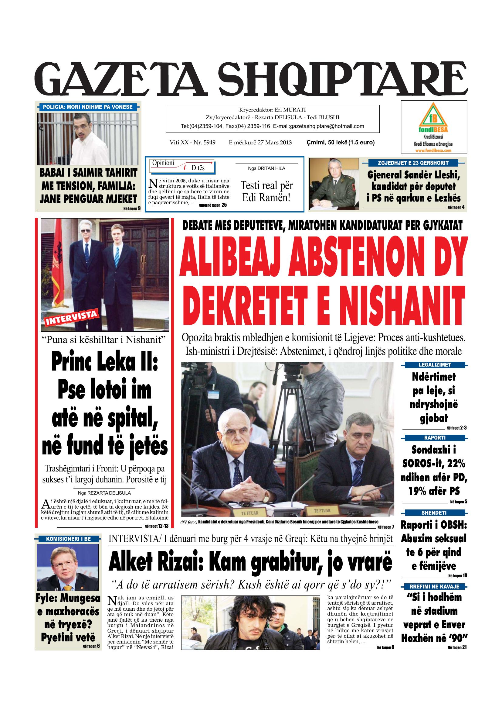 Gazeta Shqiptare 2013-03-27