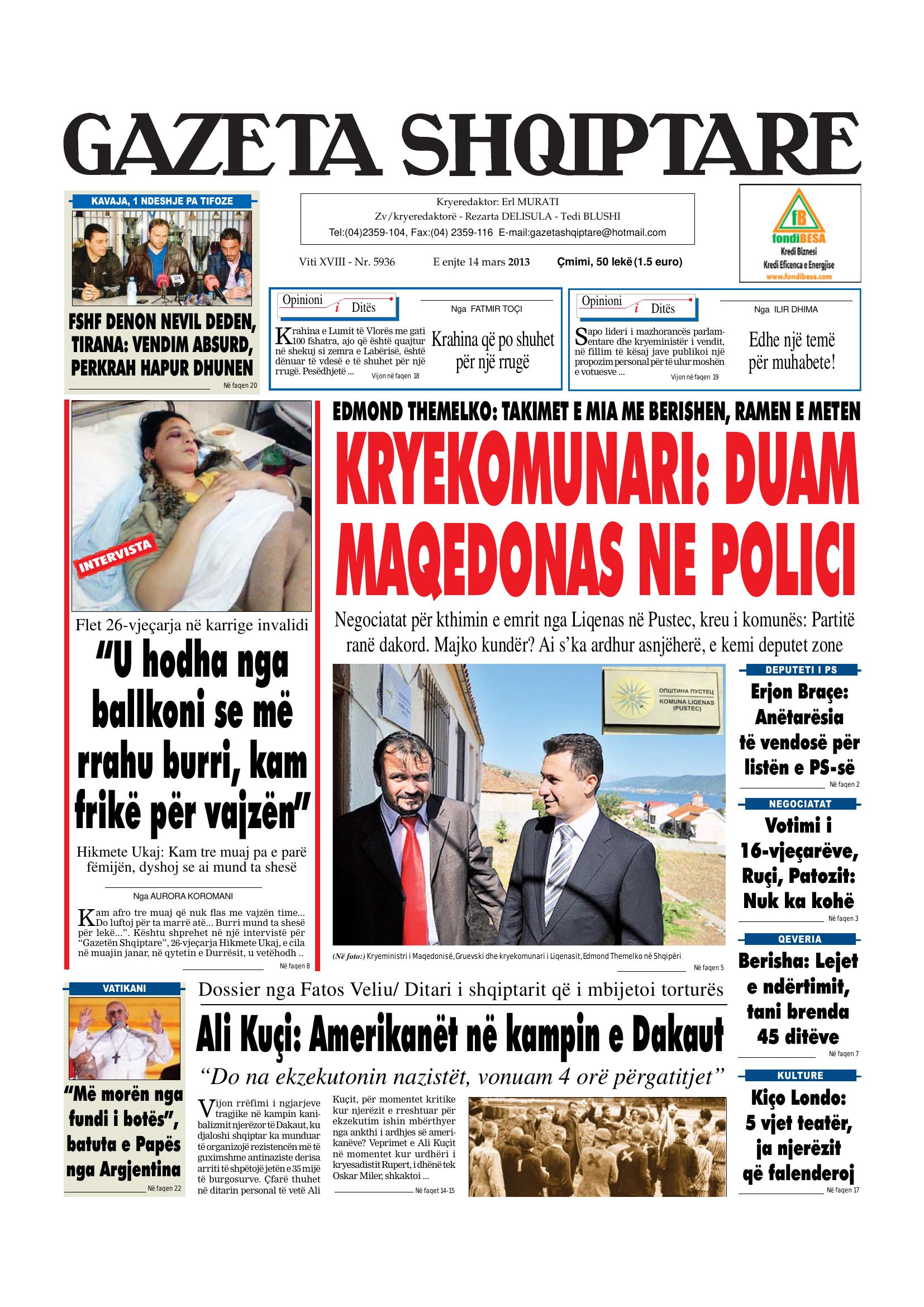 Gazeta Shqiptare 2013-03-14