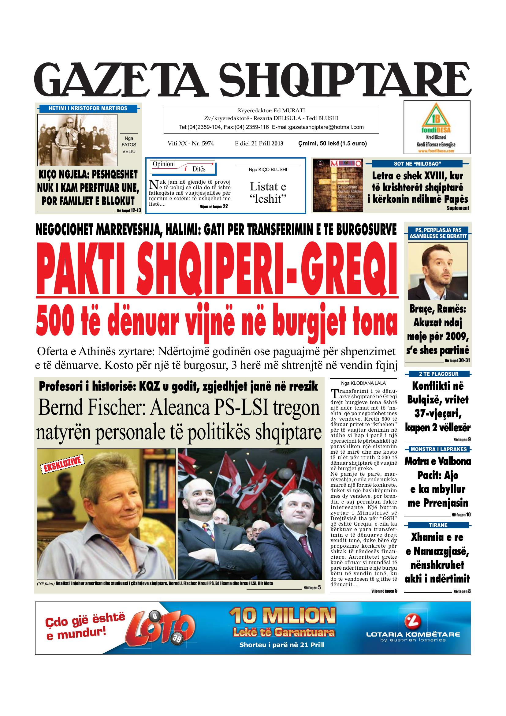 Gazeta Shqiptare 2013-04-21
