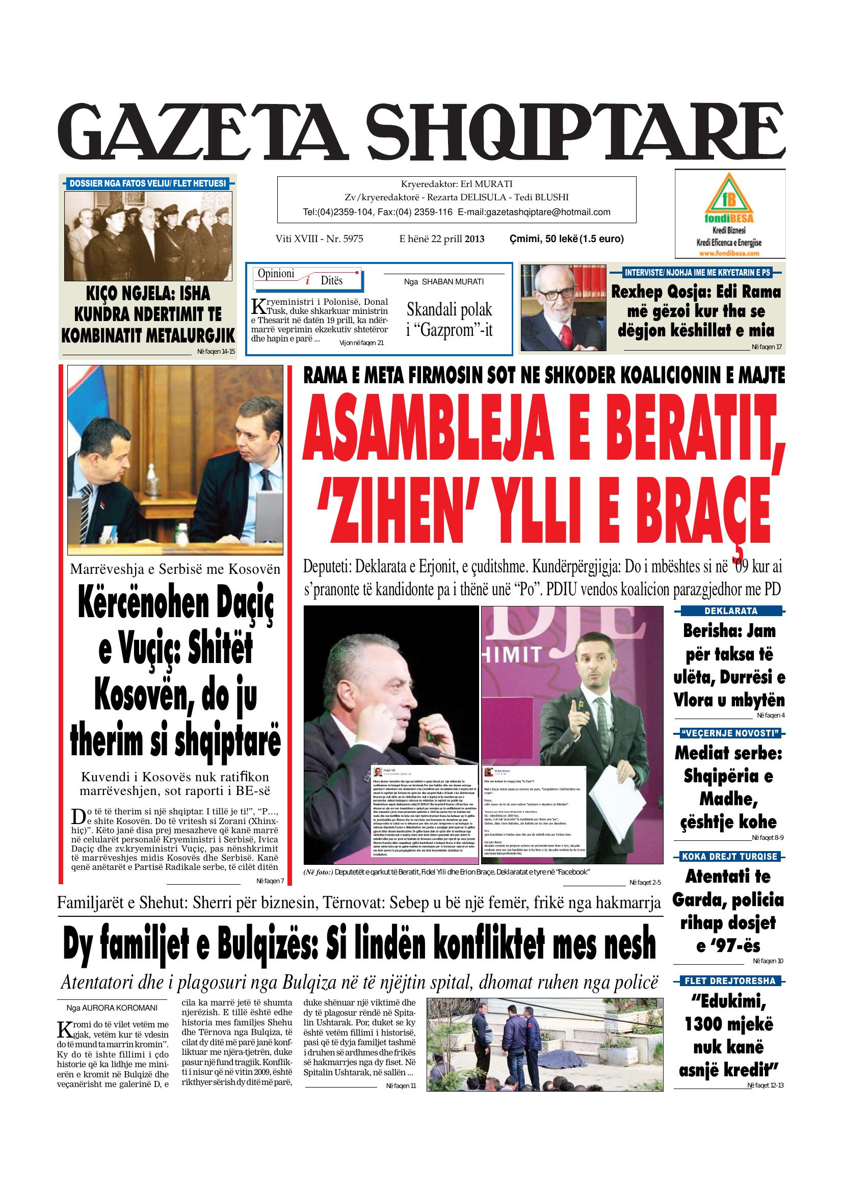Gazeta Shqiptare 2013-04-22