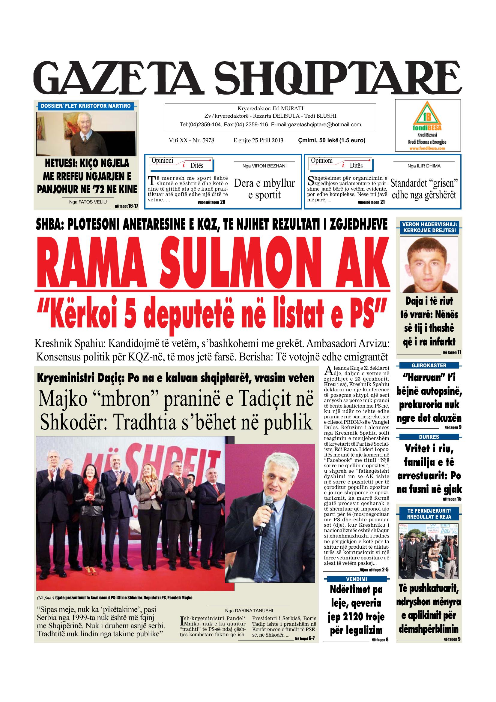 Gazeta Shqiptare 2013-04-25