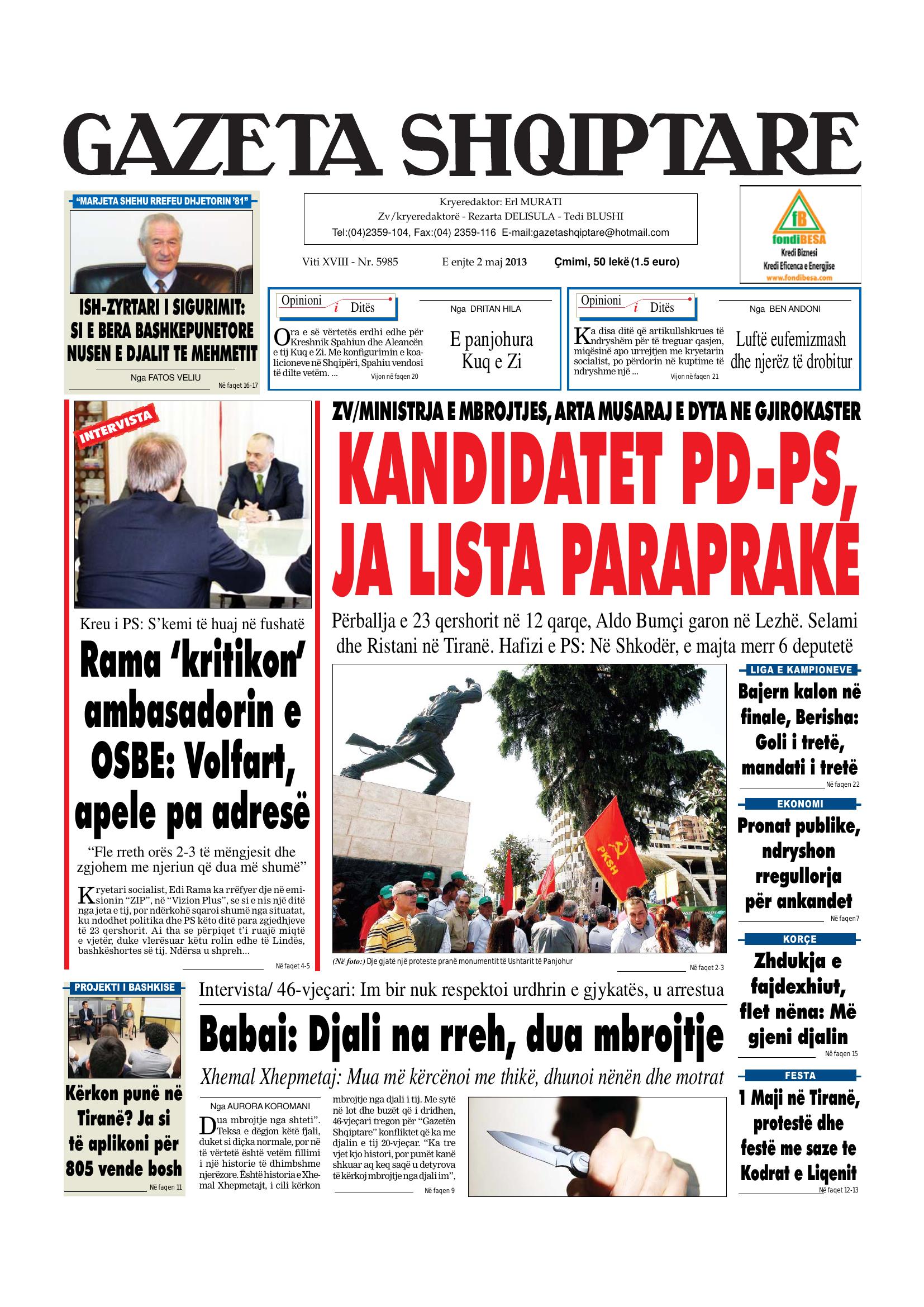 Gazeta Shqiptare 2013-05-02