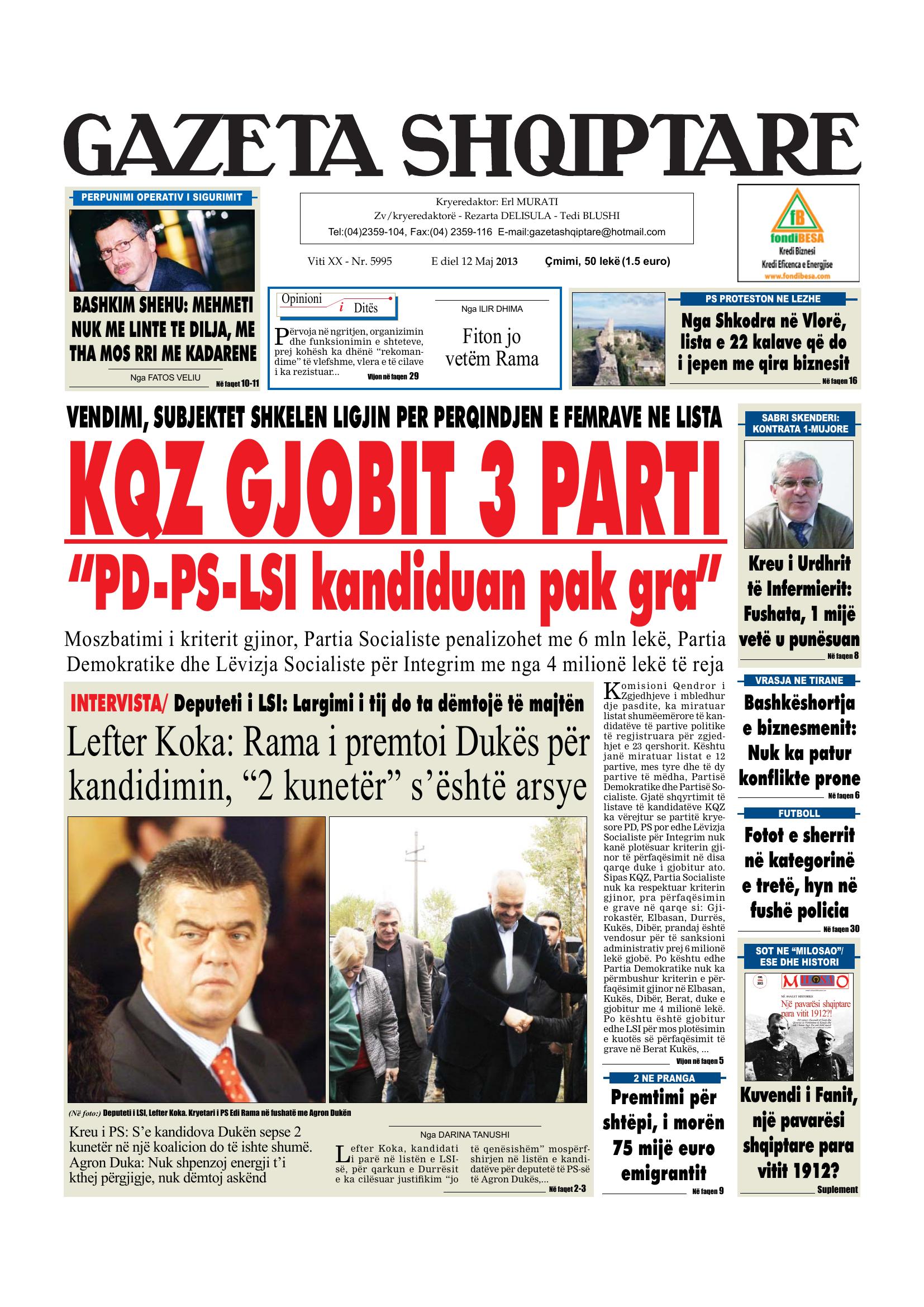 Gazeta Shqiptare 2013-05-12