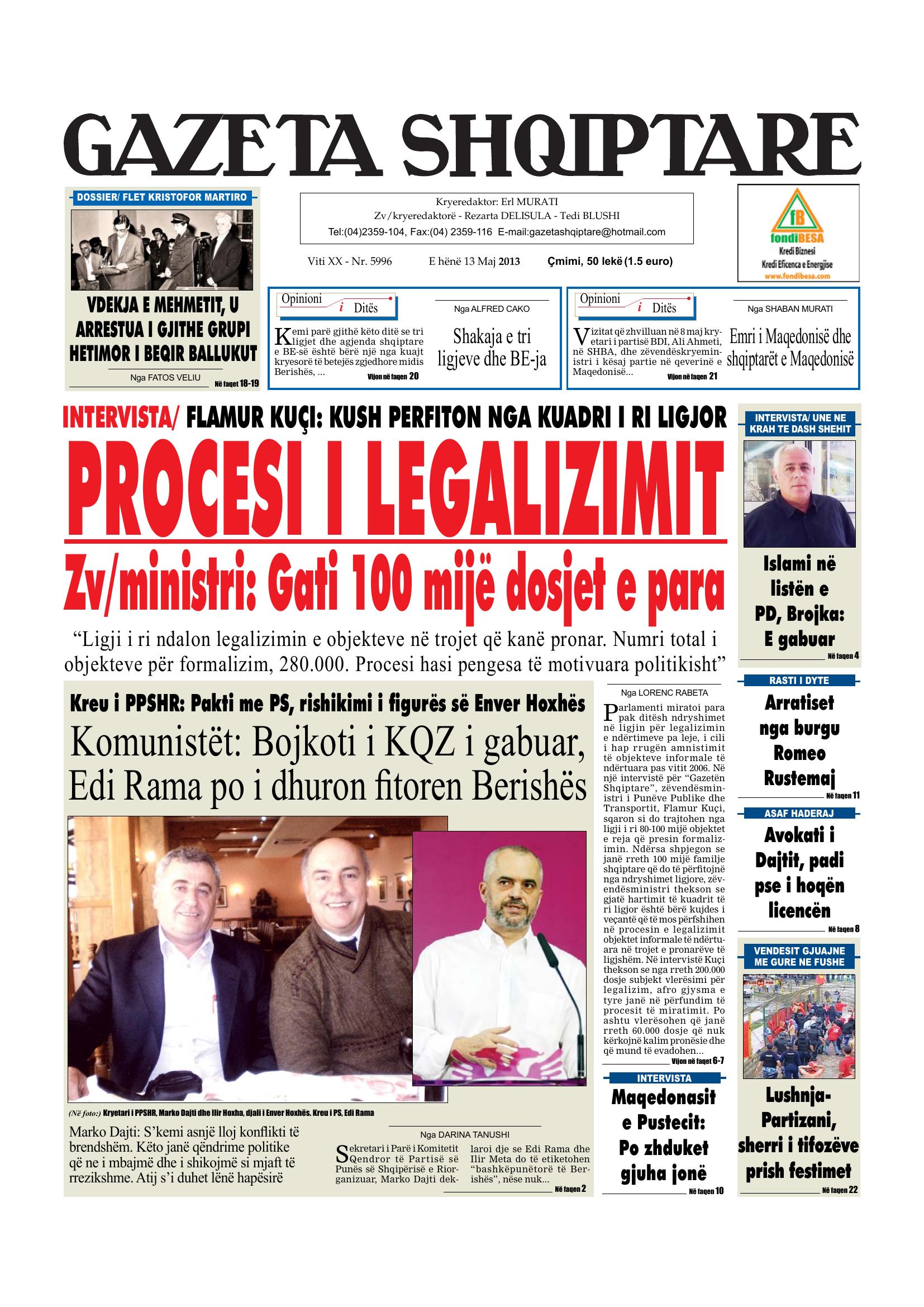 Gazeta Shqiptare 2013-05-13