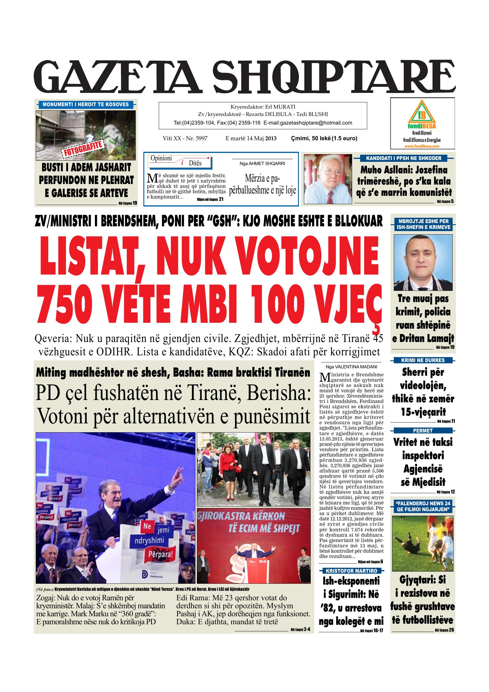 Gazeta Shqiptare 2013-05-14