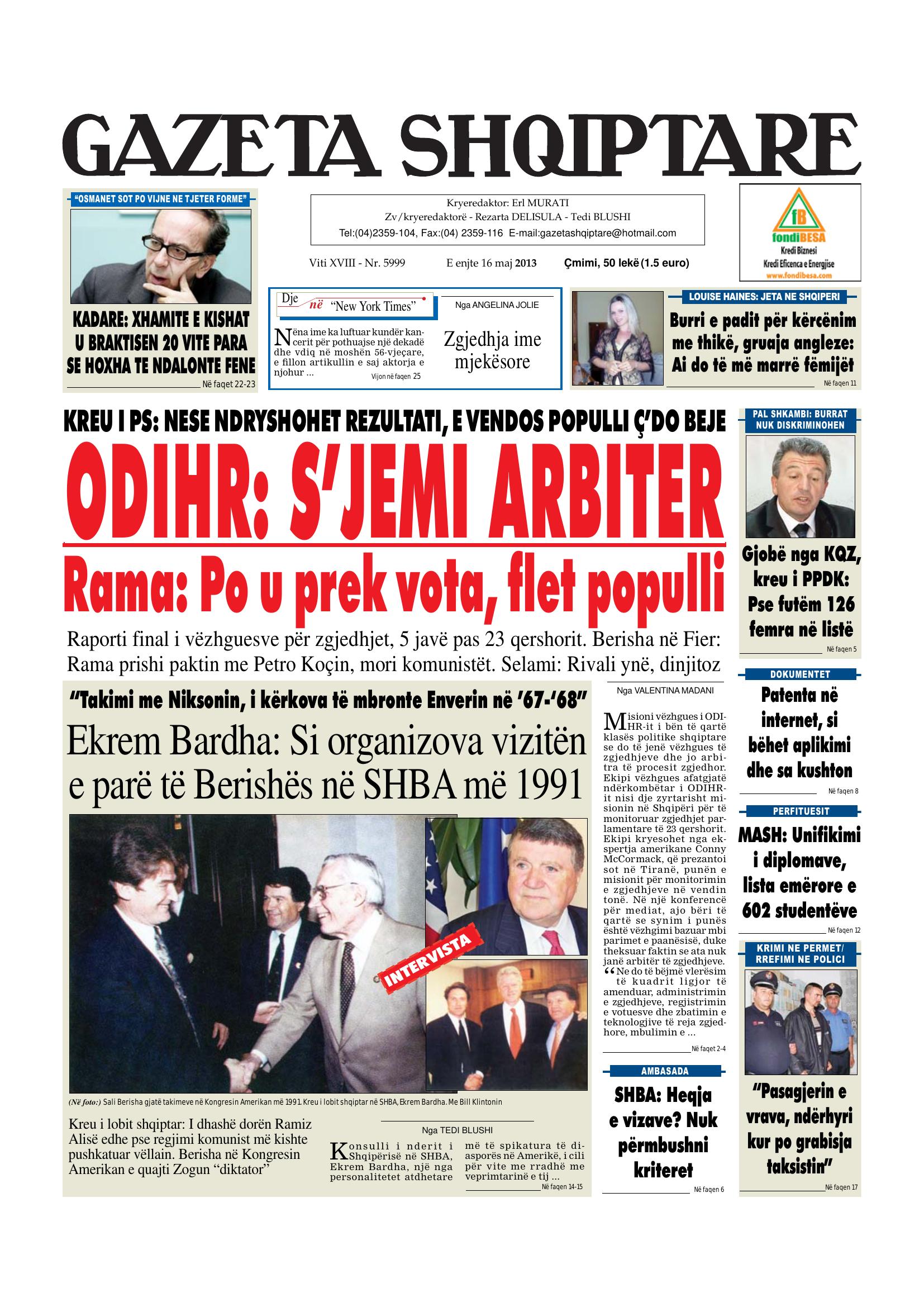 Gazeta Shqiptare 2013-05-16