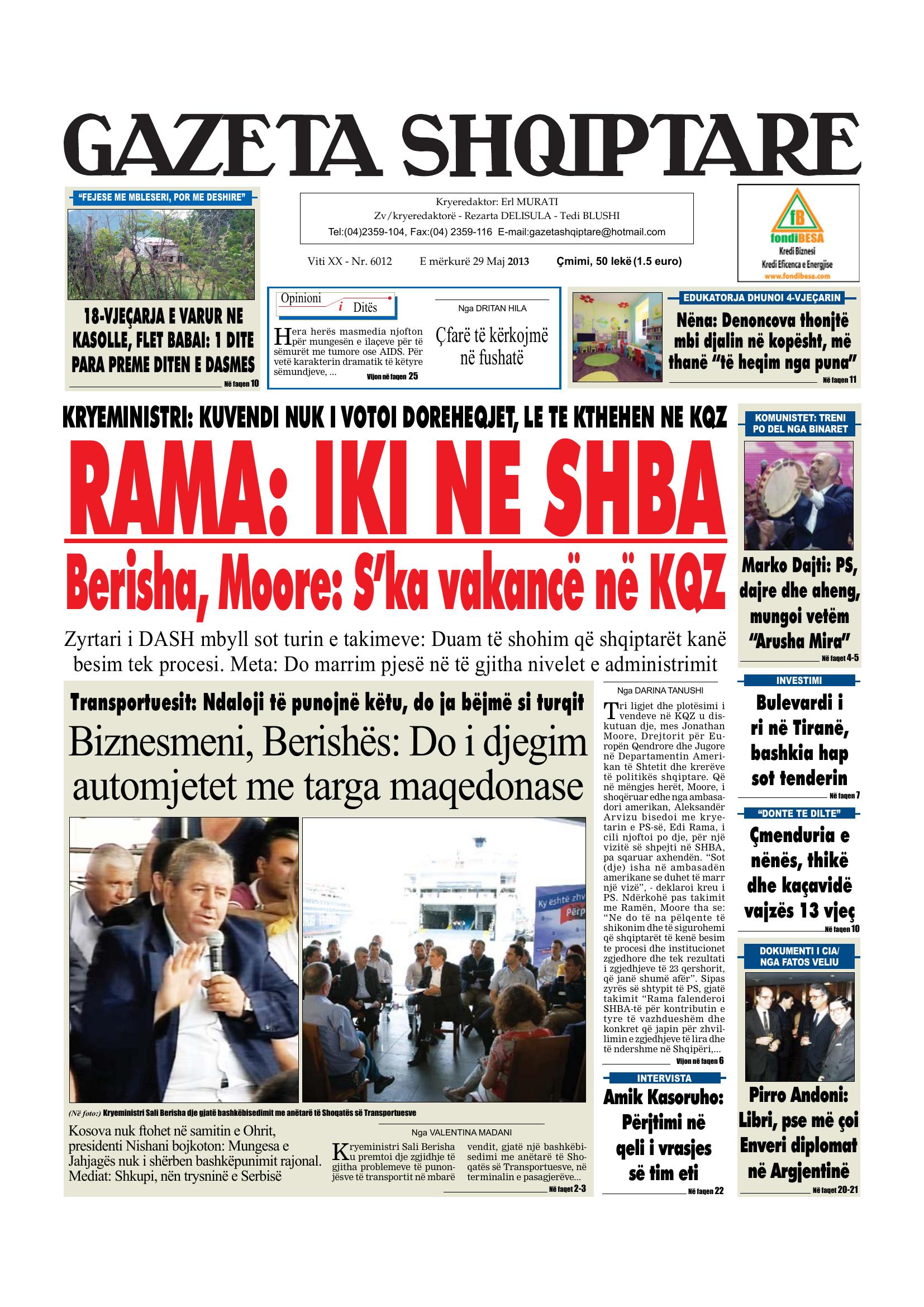 Gazeta Shqiptare 2013-05-29
