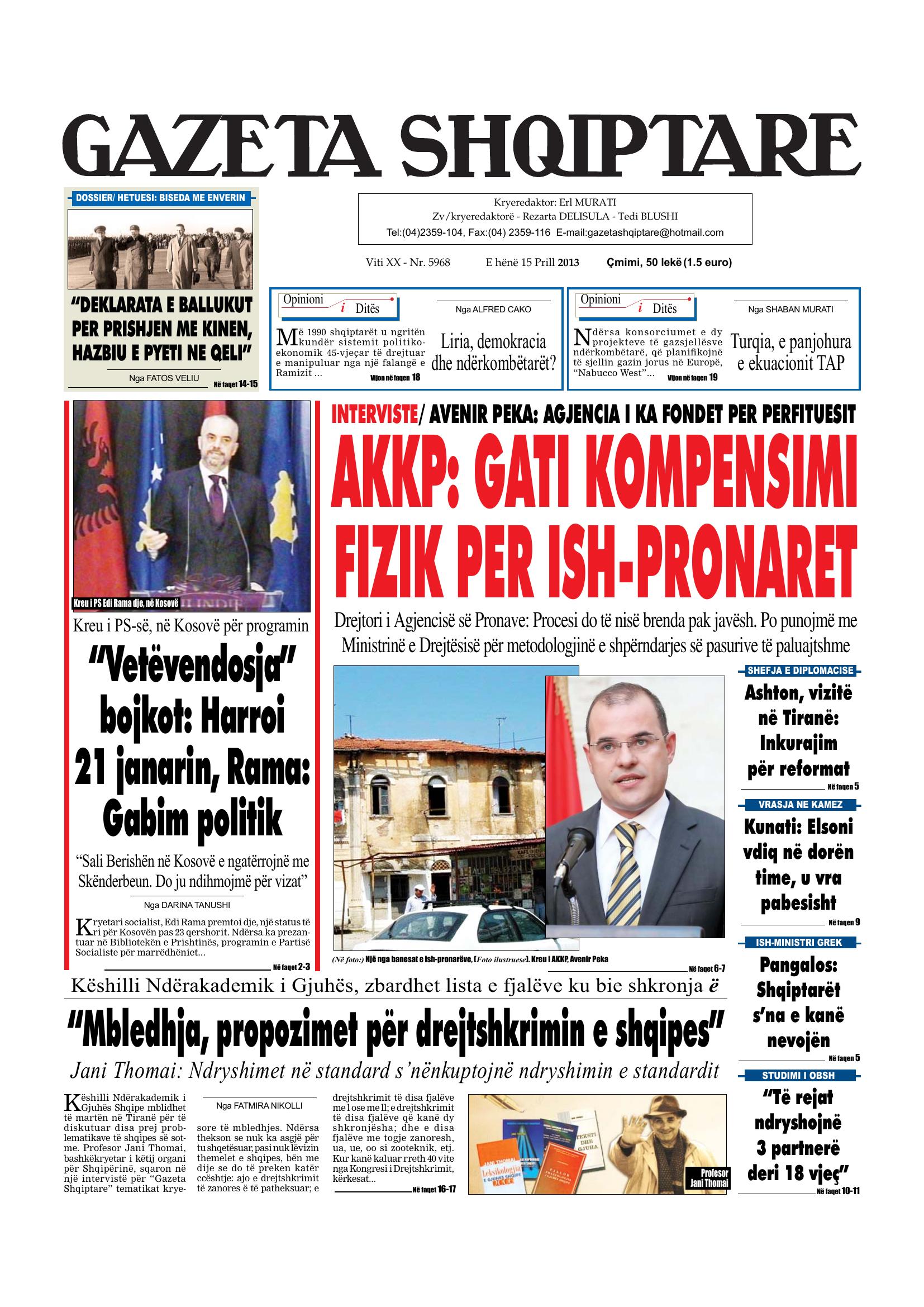 Gazeta Shqiptare 2013-04-15