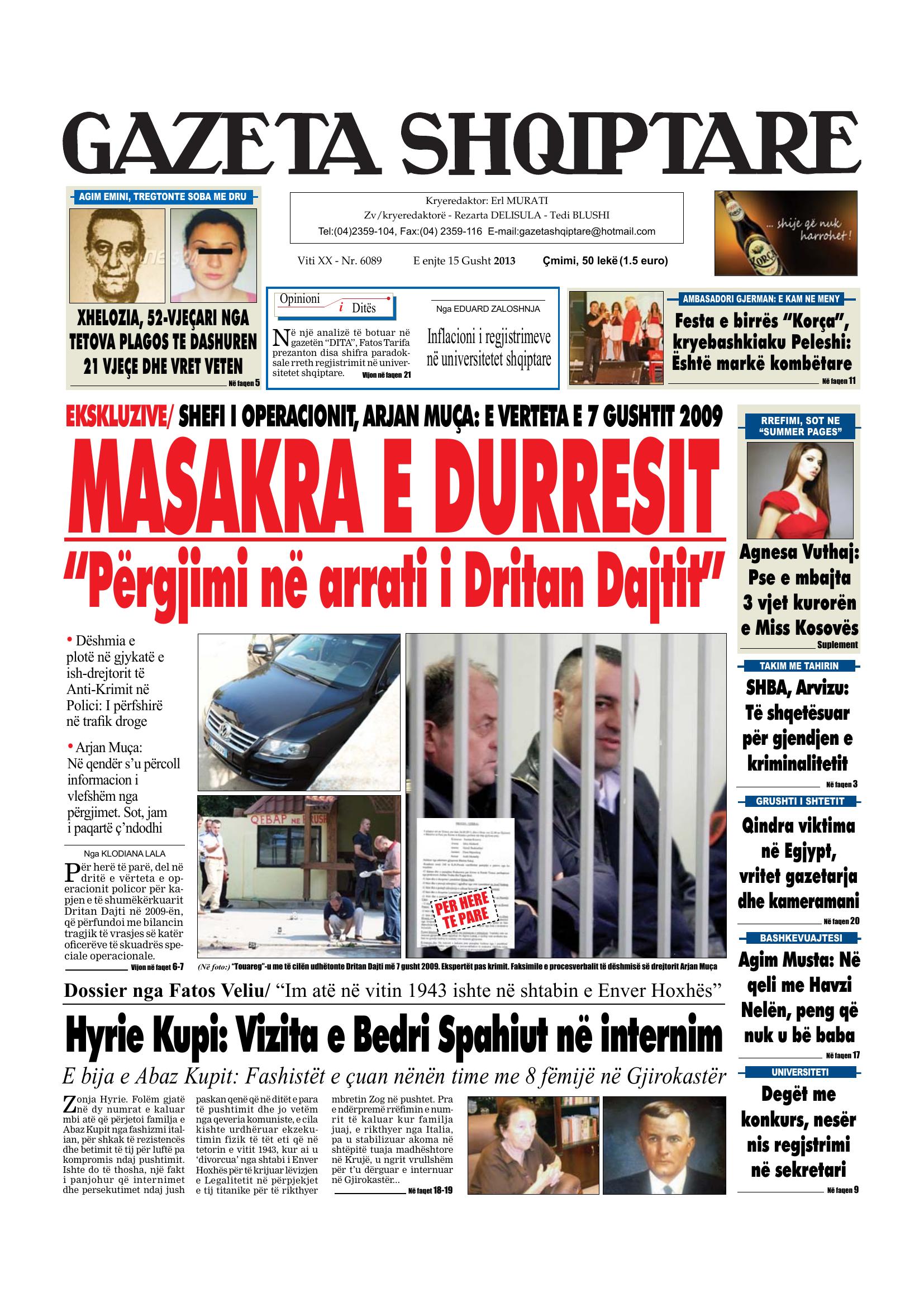 Gazeta Shqiptare 2013-08-15