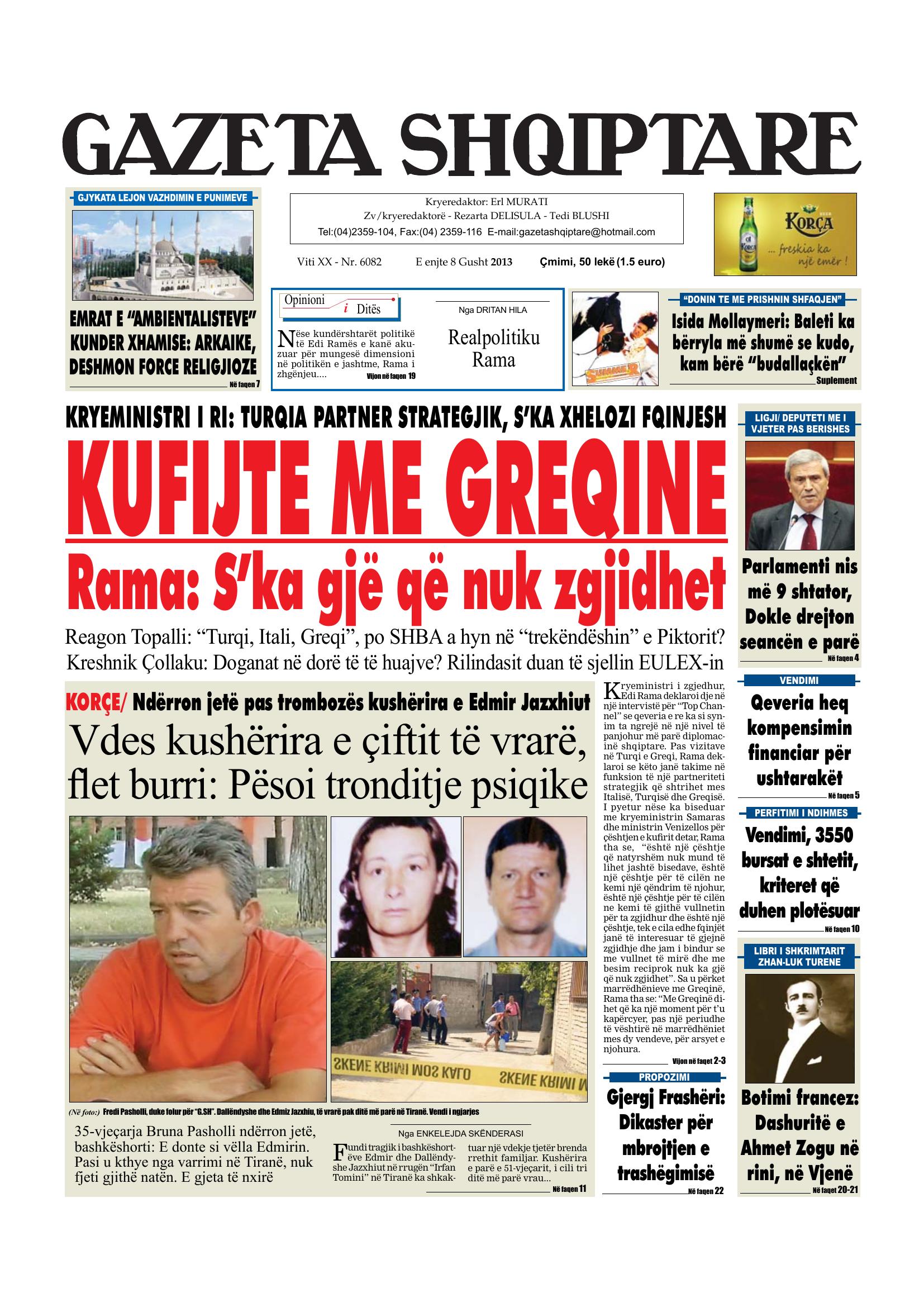 Gazeta Shqiptare 2013-08-08