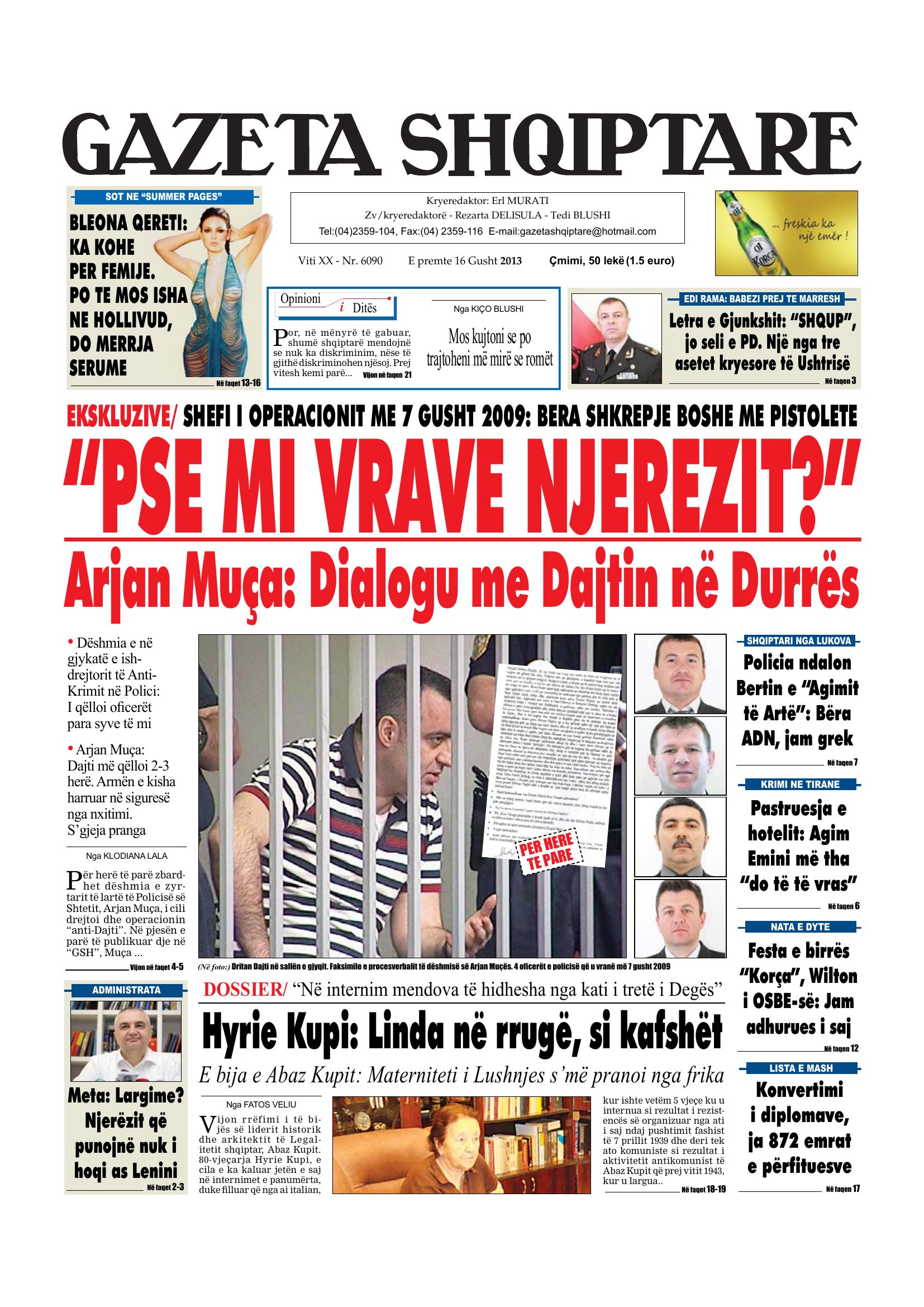Gazeta Shqiptare 2013-08-16