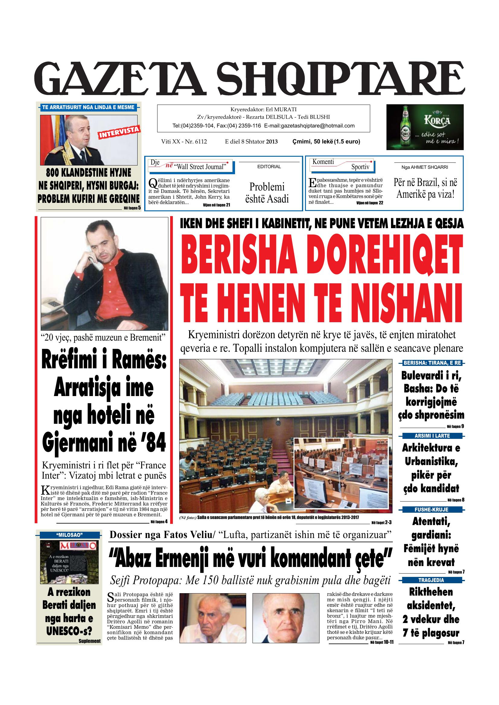 Gazeta Shqiptare 2013-09-08
