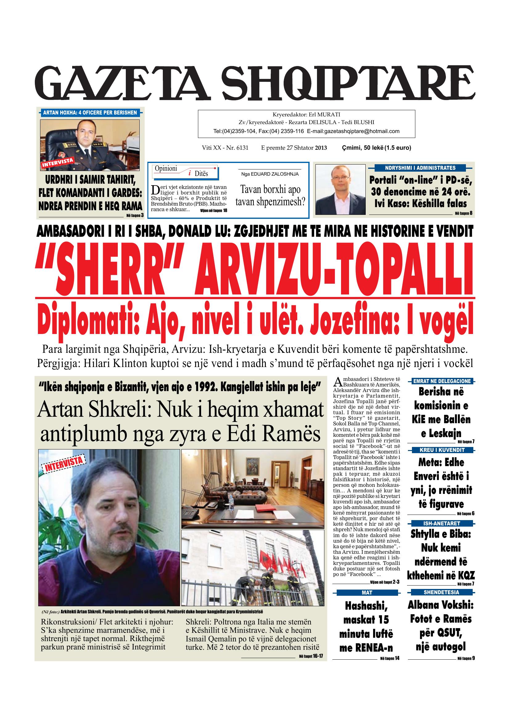 Gazeta Shqiptare 2013-09-27