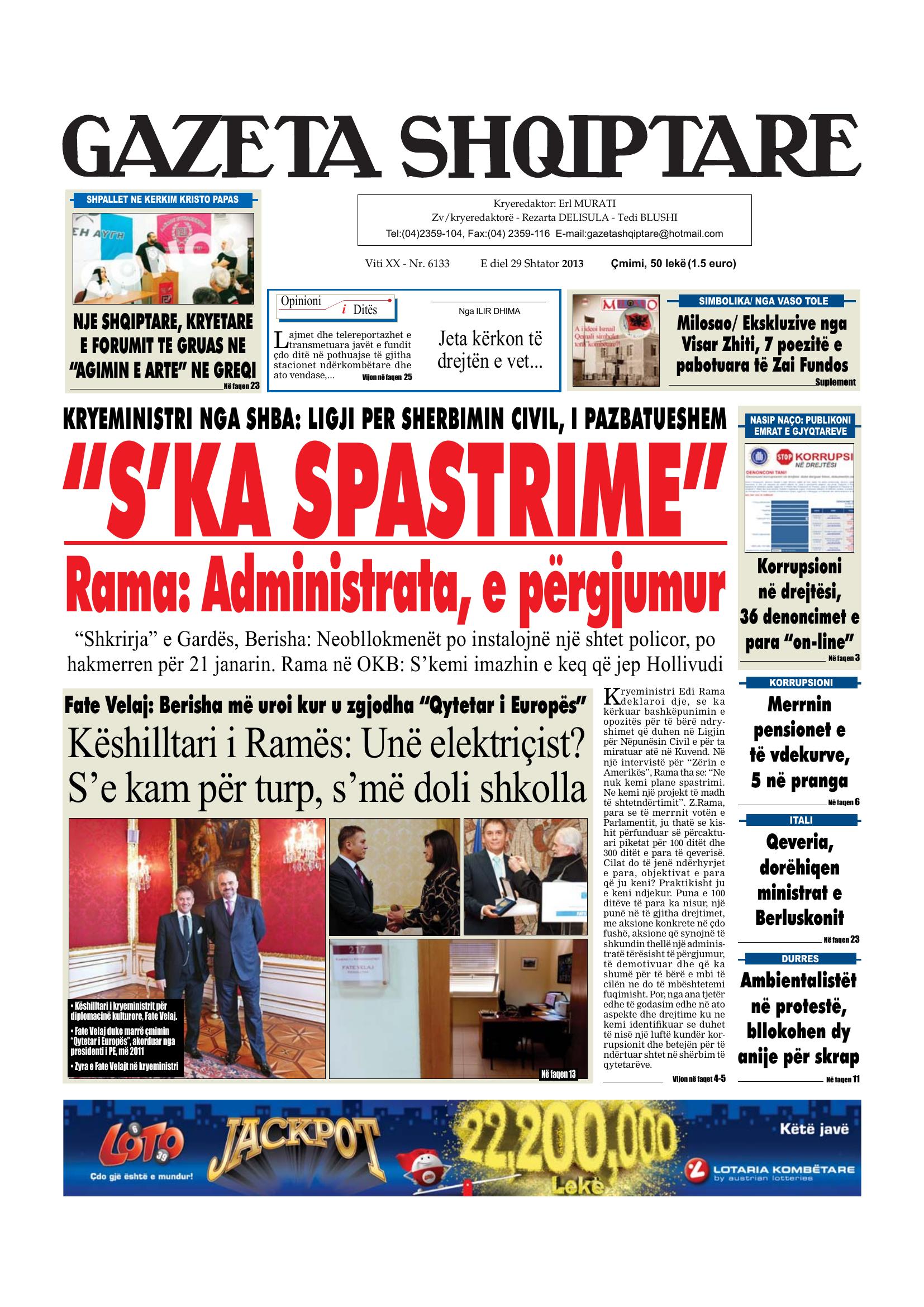 Gazeta Shqiptare 2013-09-29