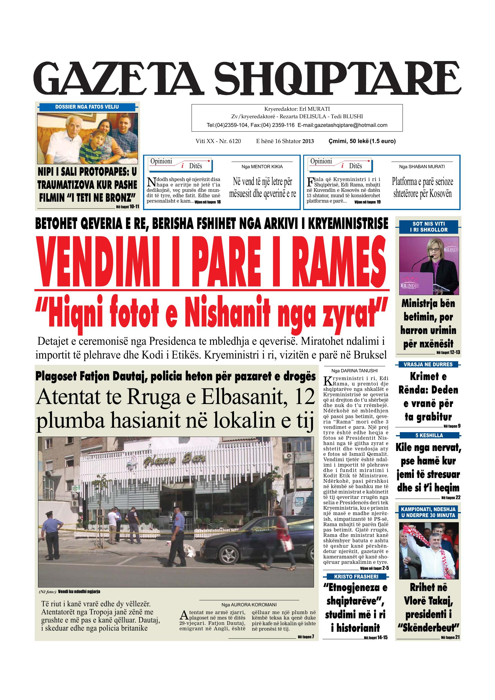Gazeta Shqiptare 2013-09-16