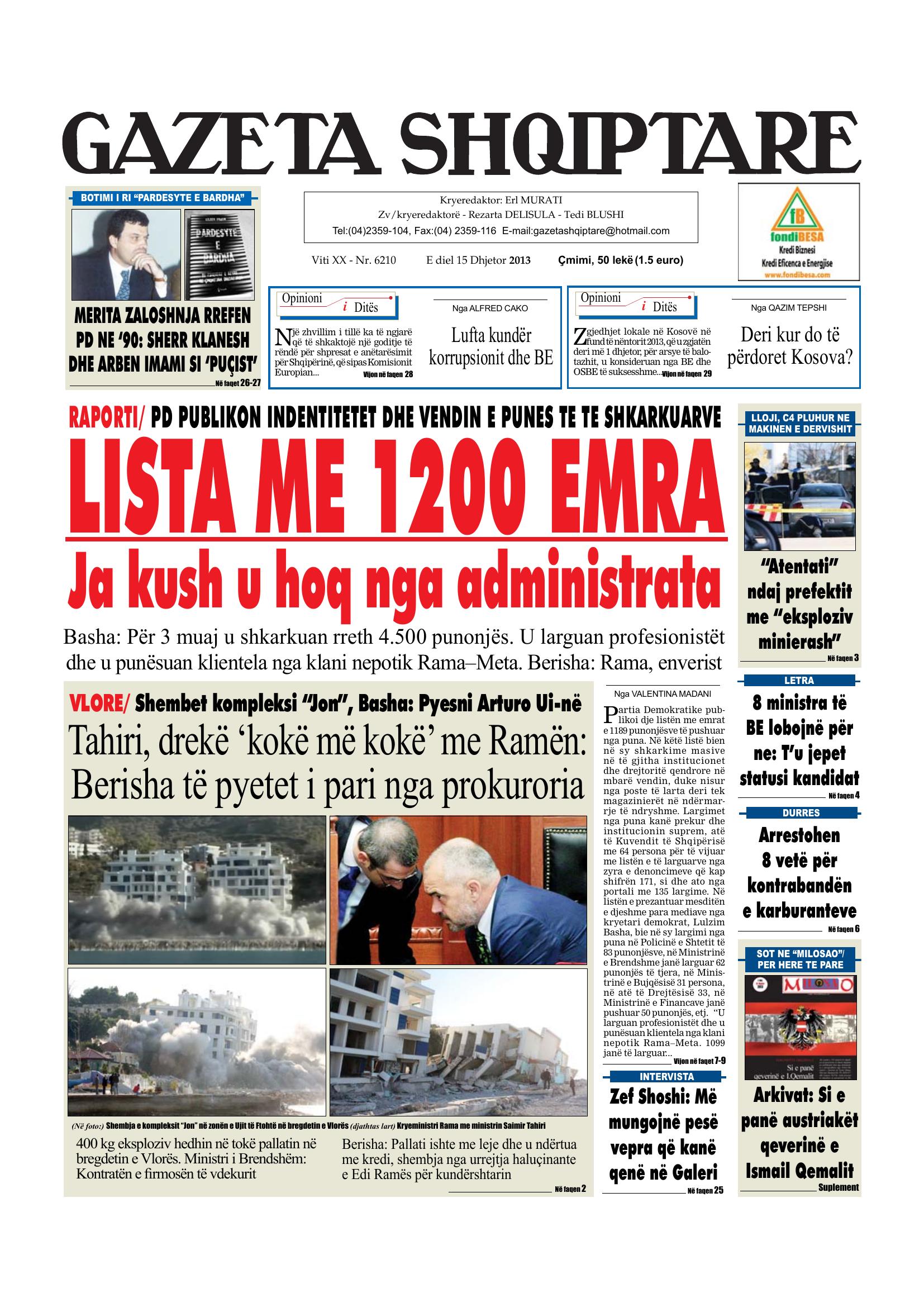 Gazeta Shqiptare 2013-12-15