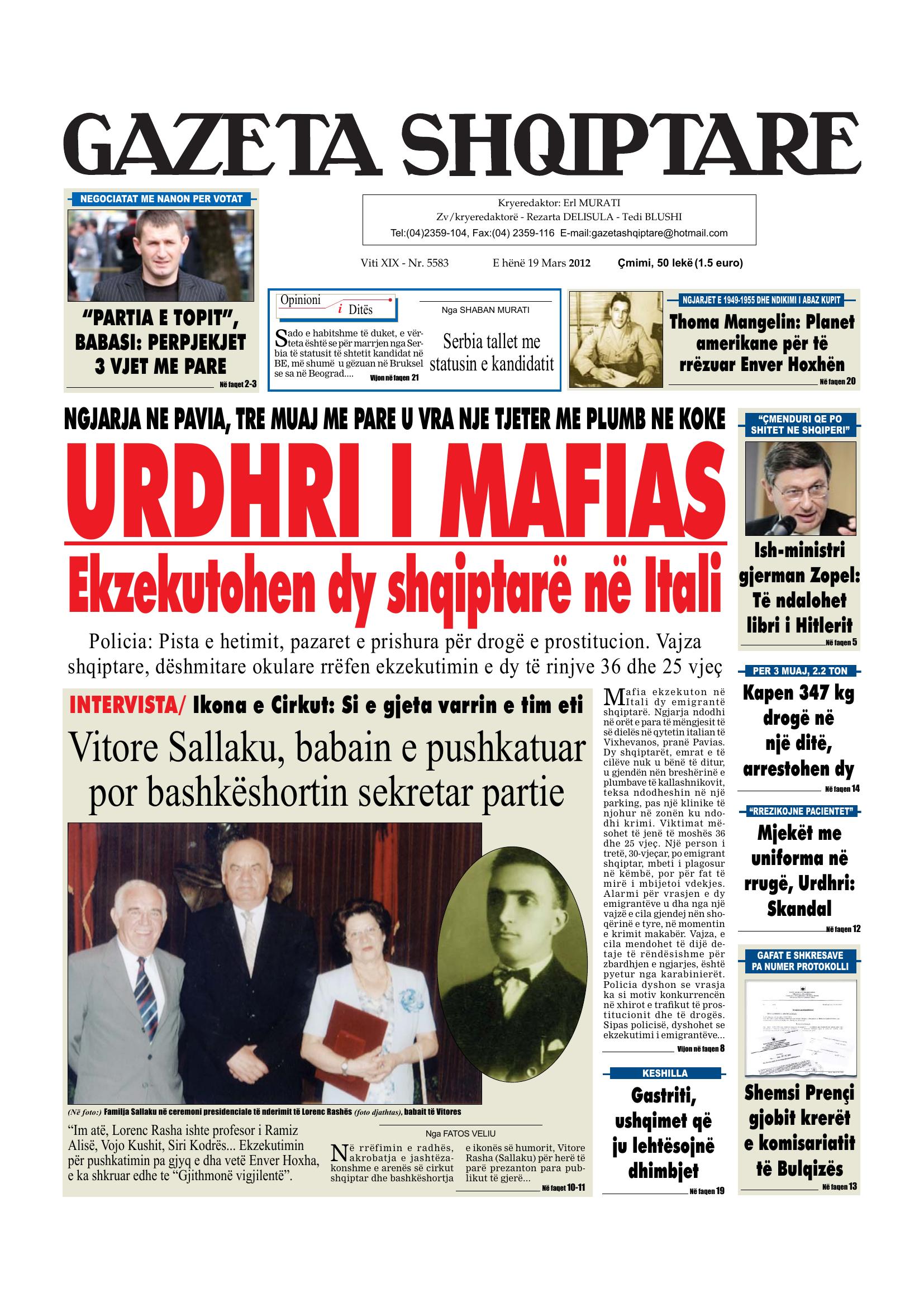 Gazeta Shqiptare 2012-03-19