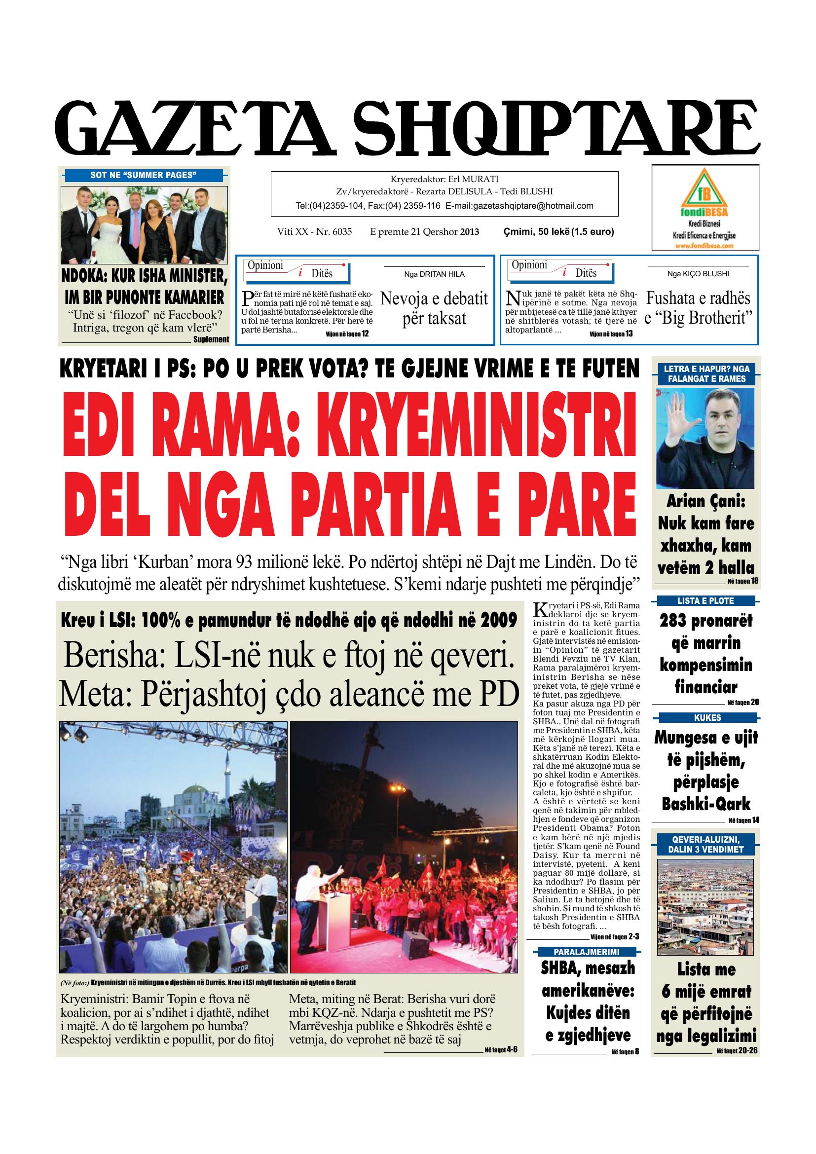Gazeta Shqiptare 2013-06-21
