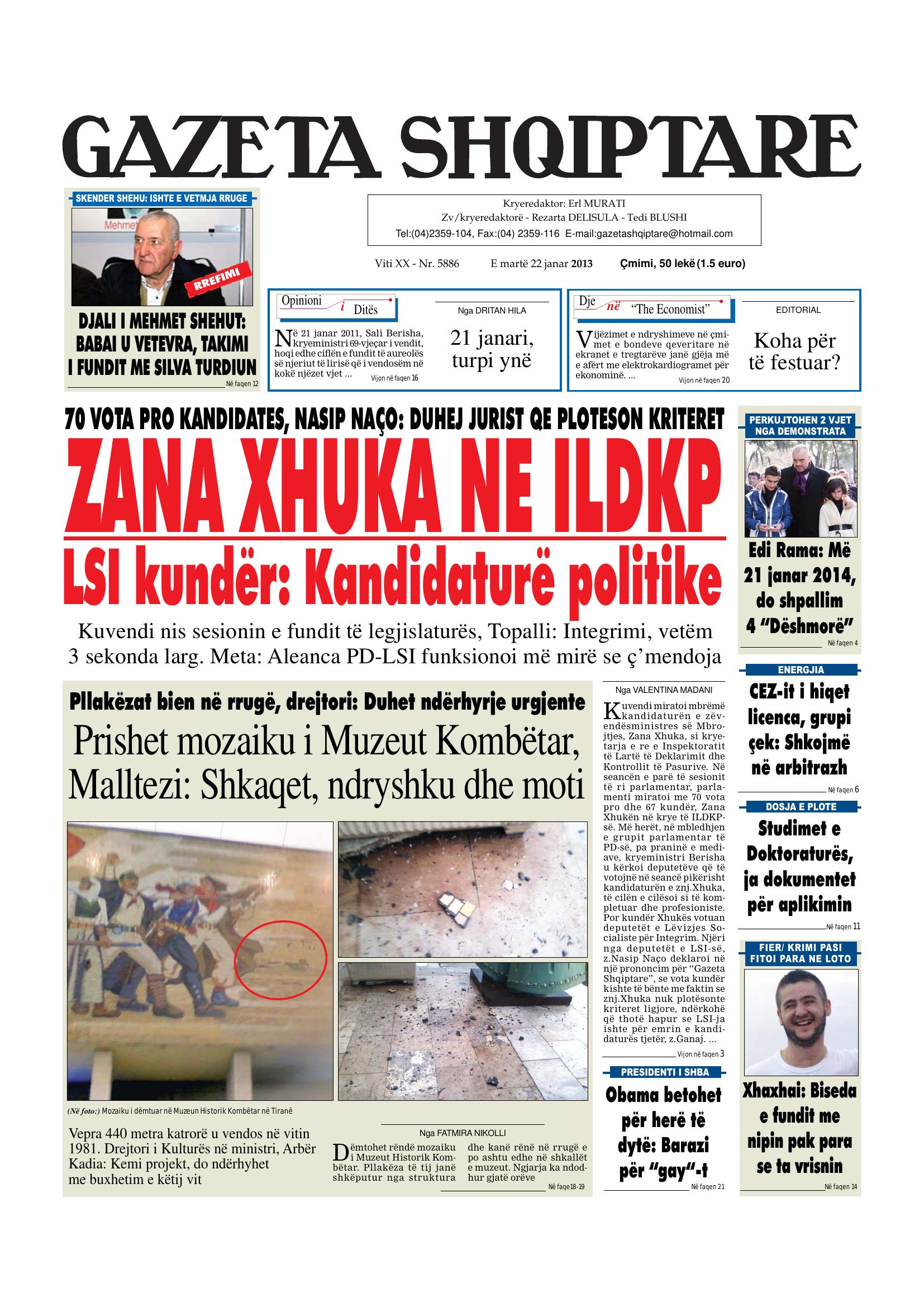 Gazeta Shqiptare 2013-01-22