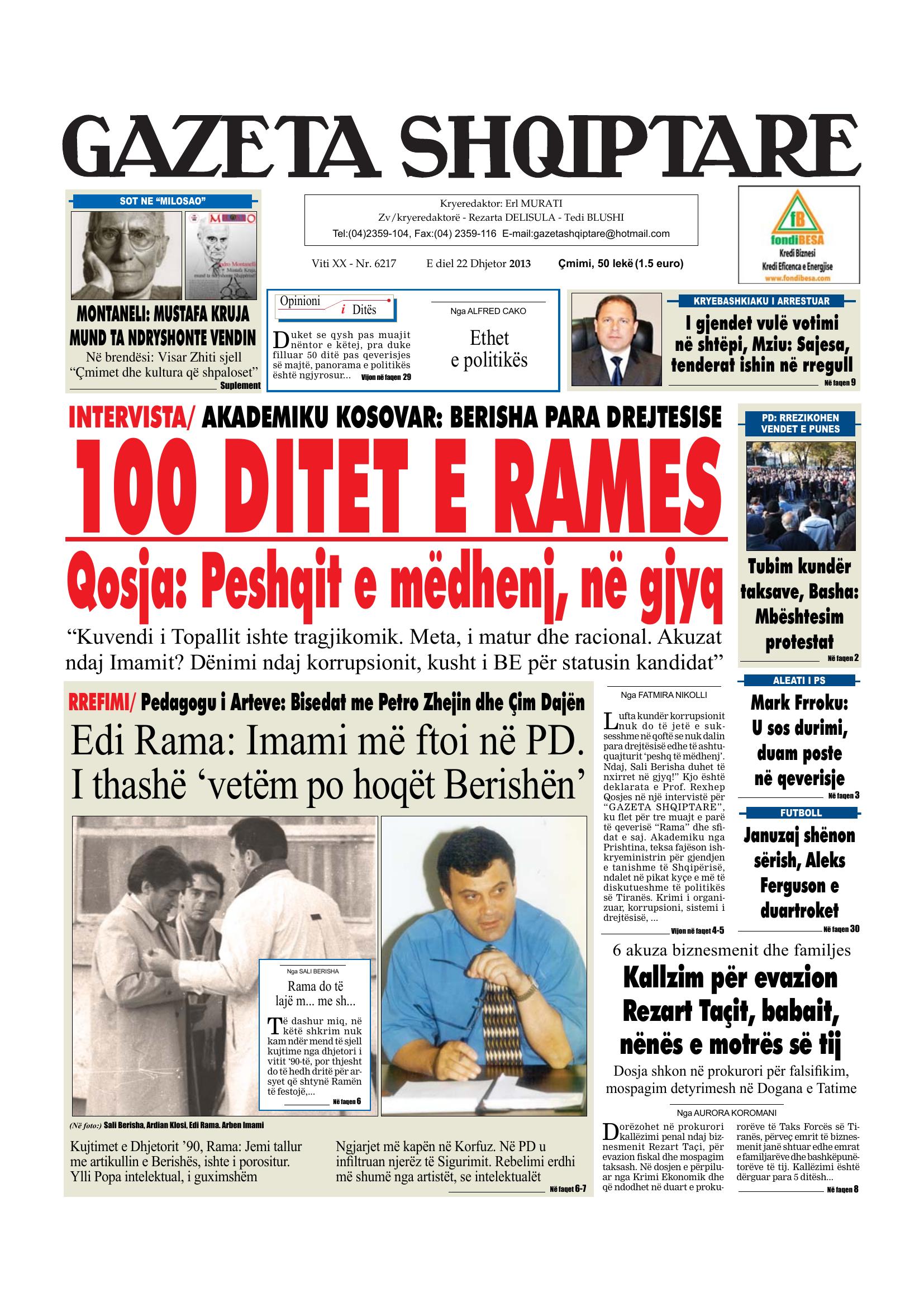 Gazeta Shqiptare 2013-12-22